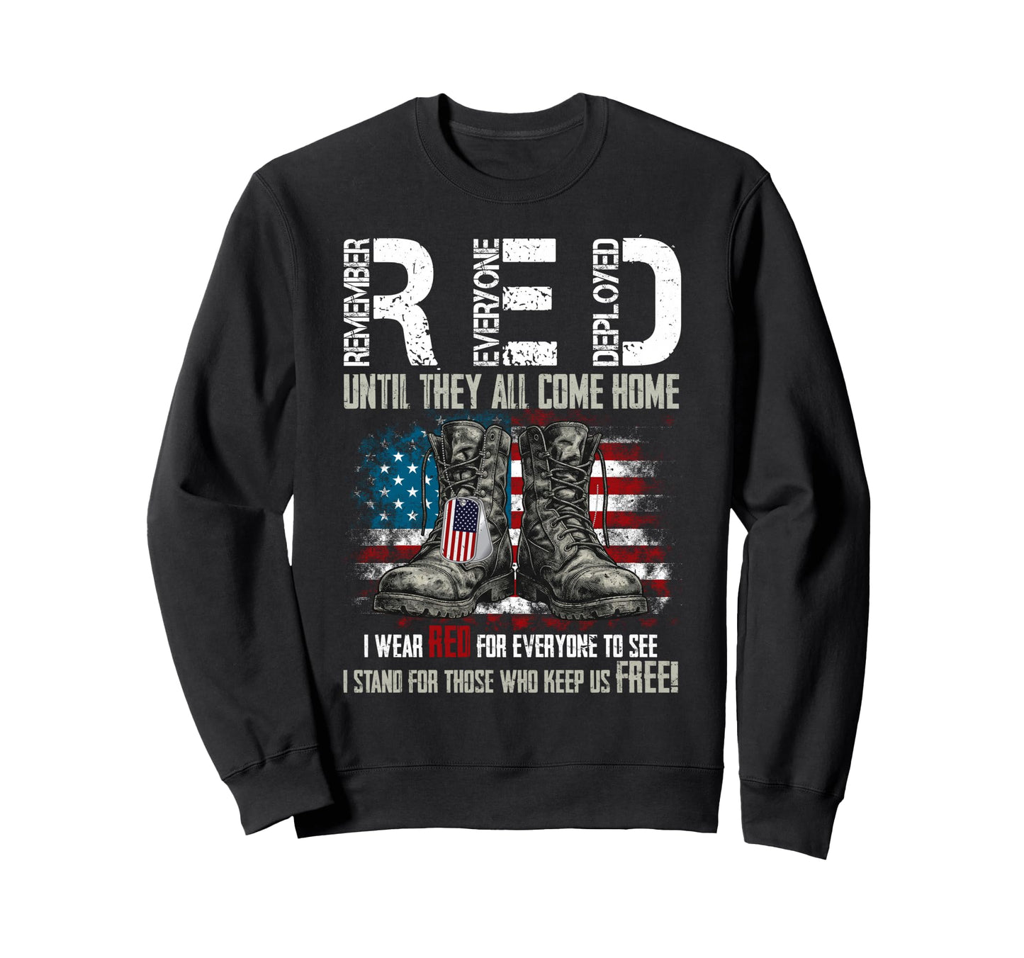 Friday We Wear Red Military R E D Sweatshirt - Minimalist Print for Adults - T-Shirt, Sweatshirt, Hoodie