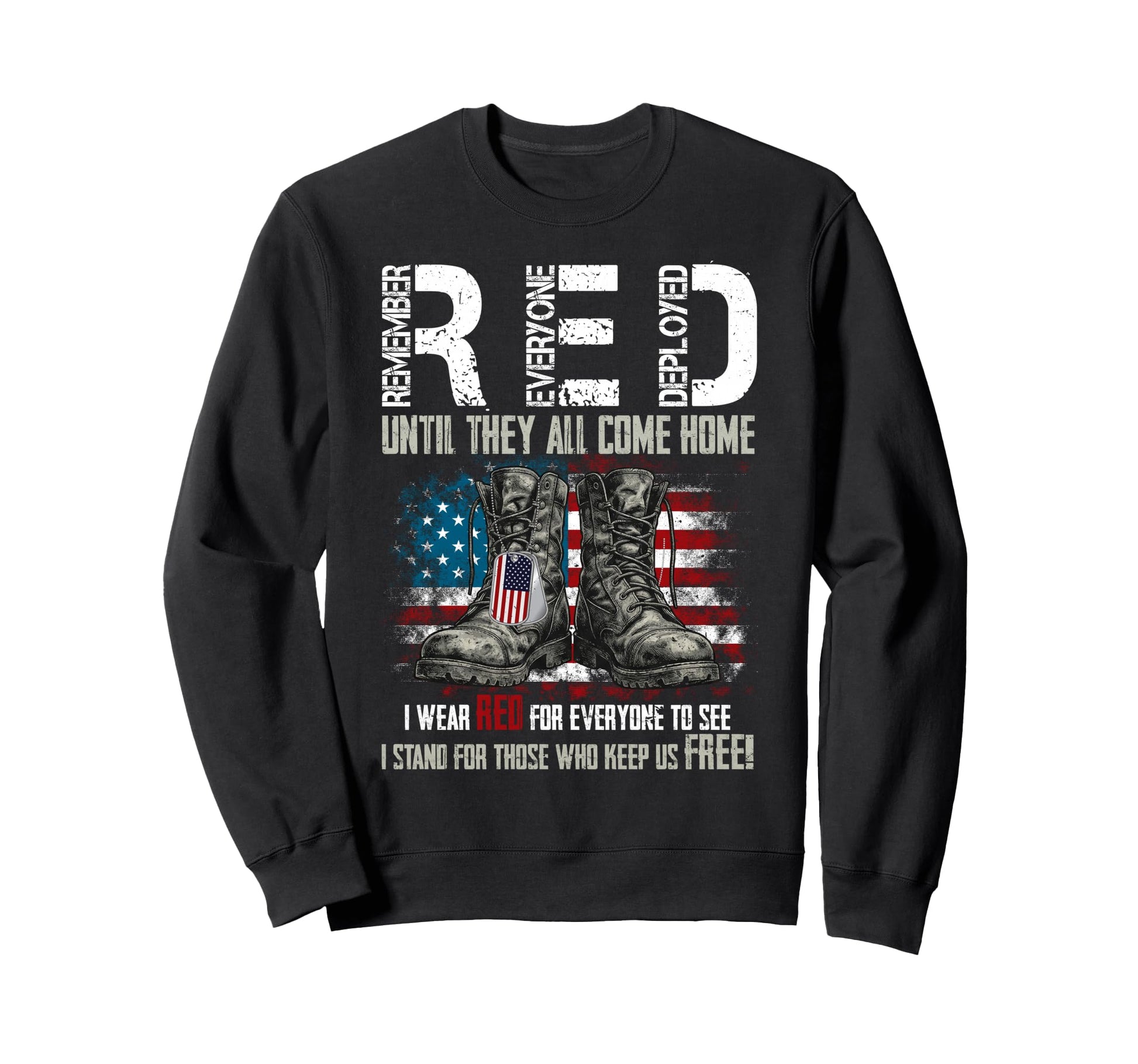 Friday We Wear Red Military R E D Sweatshirt - Minimalist Print for Adults - T-Shirt, Sweatshirt, Hoodie