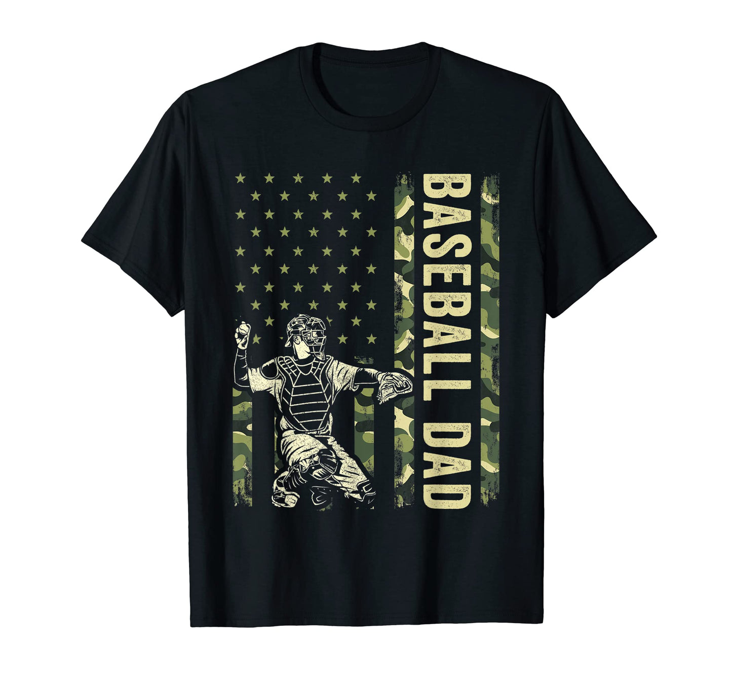 Catcher Baseball Camo American Flag T-Shirt - Aesthetic Graphic for Adults - T-Shirt, Sweatshirt, Hoodie