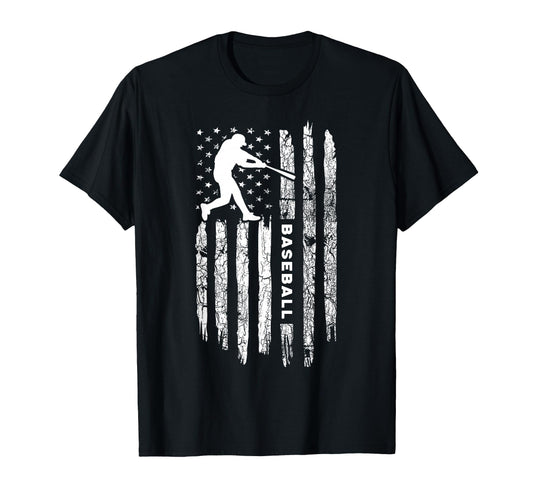 American Flag Baseball Baseball T-Shirt - Casual Everyday Wear for Adults - T-Shirt, Sweatshirt, Hoodie