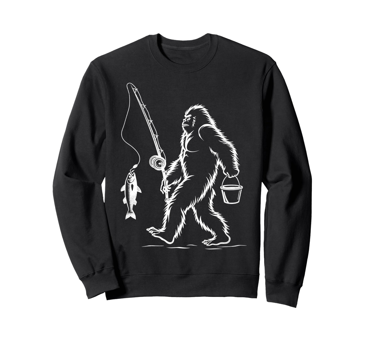 Bassquatch Sasquatch Fisher Bass Fishing Sweatshirt - Graphic Print Unisex - T-Shirt, Sweatshirt, Hoodie