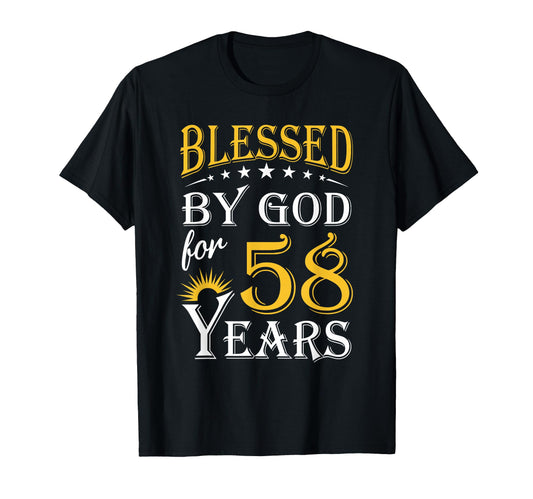 Blessed God 58 Years Happy 58Th T-Shirt - Aesthetic Graphic for Adults - T-Shirt, Sweatshirt, Hoodie