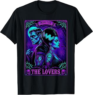 The Monster Frankenstein and Bride The Lovers Tarot Card T-Shirt Unisex T-shirt, Sweatshirt, Hoodie, Long Sleeve Tee - T-Shirt, Sweatshirt, Hoodie