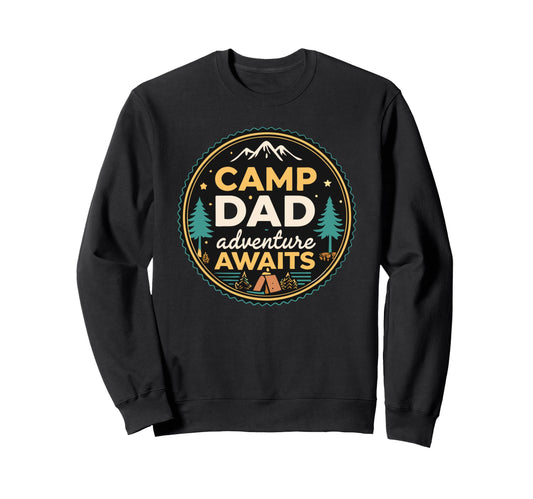 Camping Dad Adventure Awaits Sweatshirt - Graphic Print Unisex - T-Shirt, Sweatshirt, Hoodie