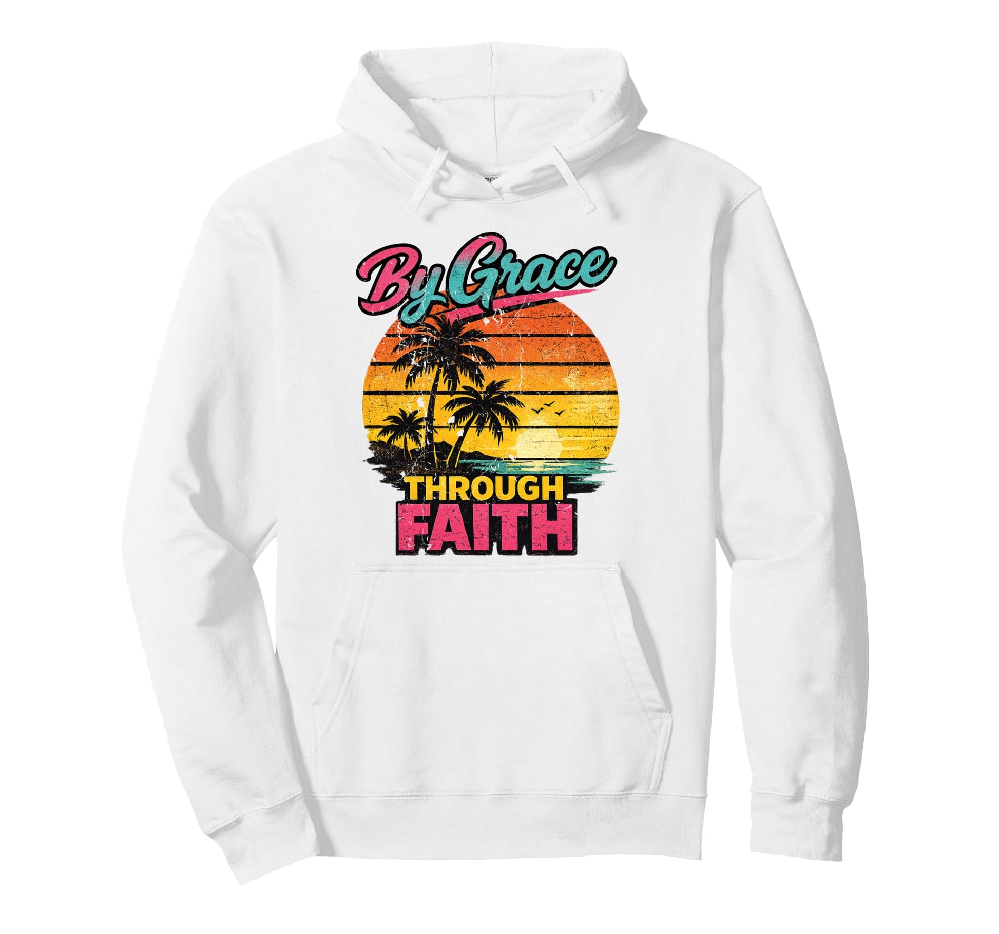 Christian Sunset Grace Through Faith Hoodie - Custom Art Print Unisex - T-Shirt, Sweatshirt, Hoodie