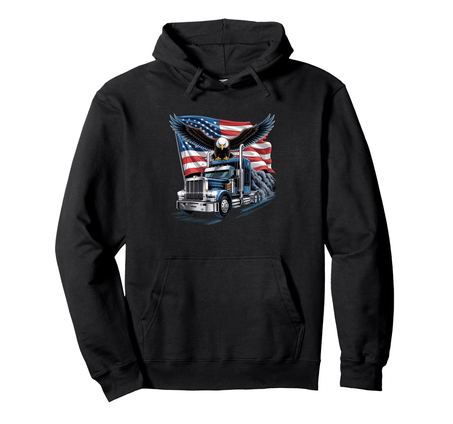 American Flag Trucker Dad Big Rig Hoodie - Casual Everyday Wear for Adults - T-Shirt, Sweatshirt, Hoodie