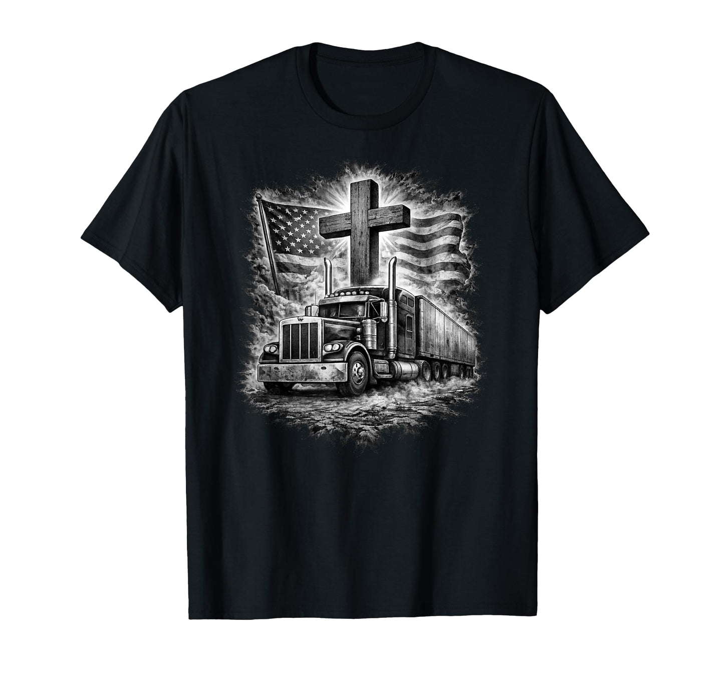 Trucker Patriotic American Flag T-Shirt - Unique Graphic for Adults - T-Shirt, Sweatshirt, Hoodie