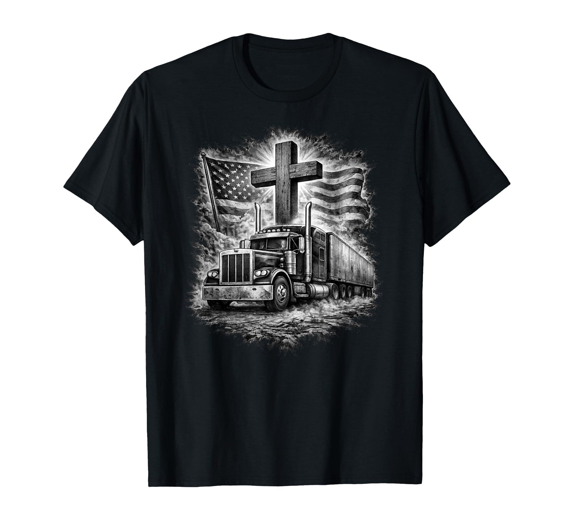 Trucker Patriotic American Flag T-Shirt - Unique Graphic for Adults - T-Shirt, Sweatshirt, Hoodie