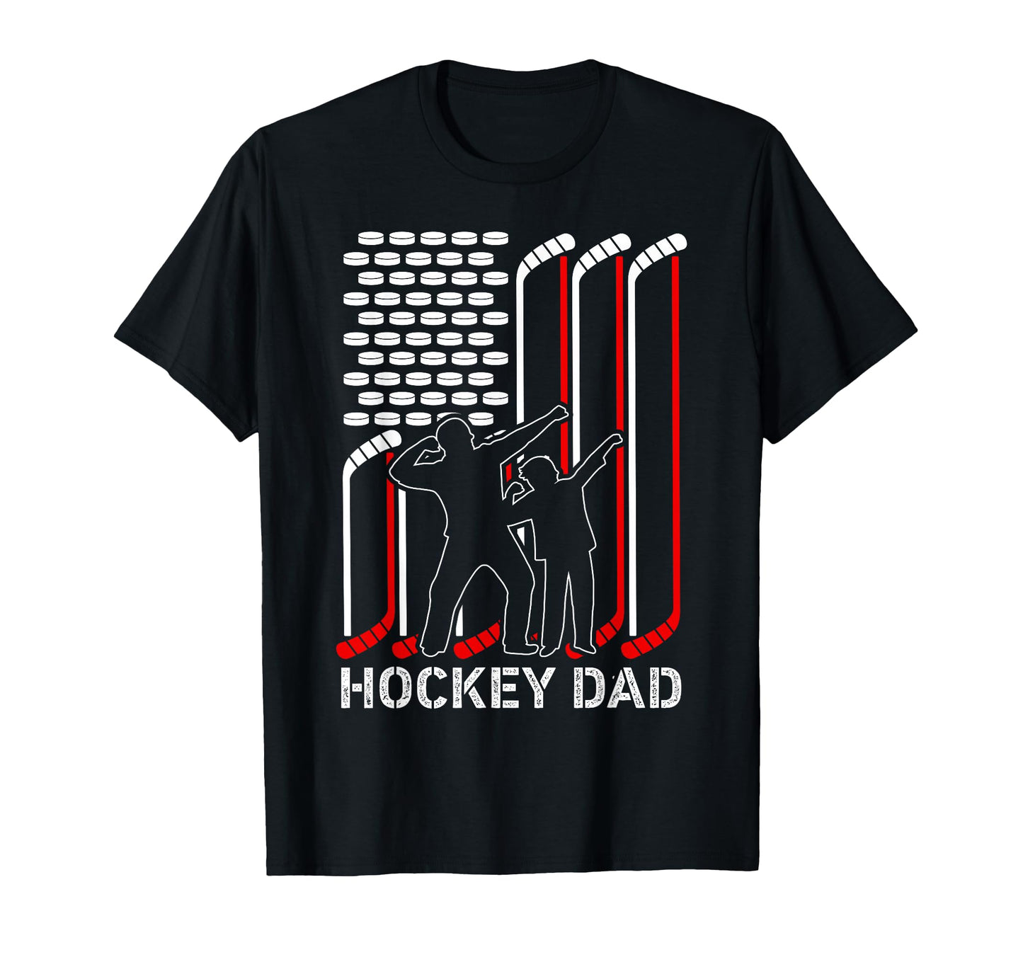 Hockey Dad Hockey American Flag T-Shirt - Graphic Print for Adults - T-Shirt, Sweatshirt, Hoodie