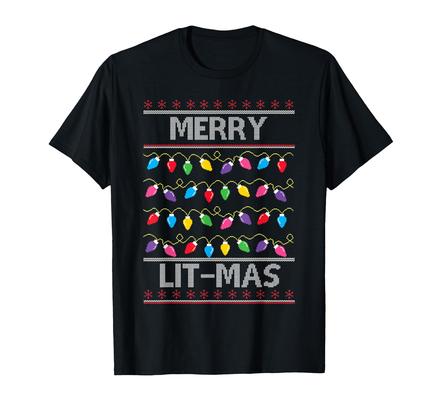 Merry Lit Mas Ugly Pajamas Funny Gifts T-Shirt - Graphic Print Men Women - T-Shirt, Sweatshirt, Hoodie