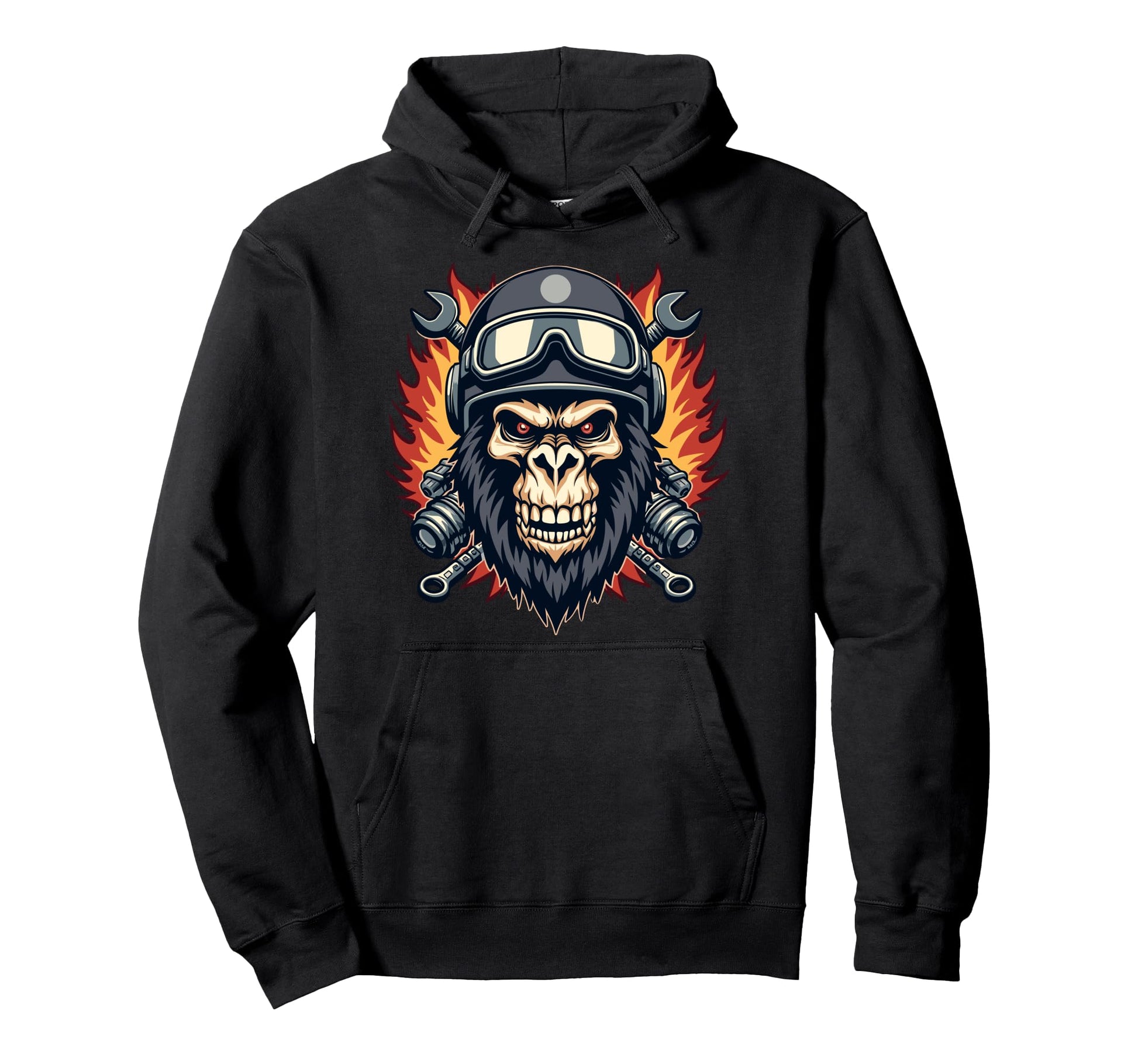 Gorilla Mechanic Dad Automotive Biker Fans Hoodie - Unique Graphic Unisex - T-Shirt, Sweatshirt, Hoodie