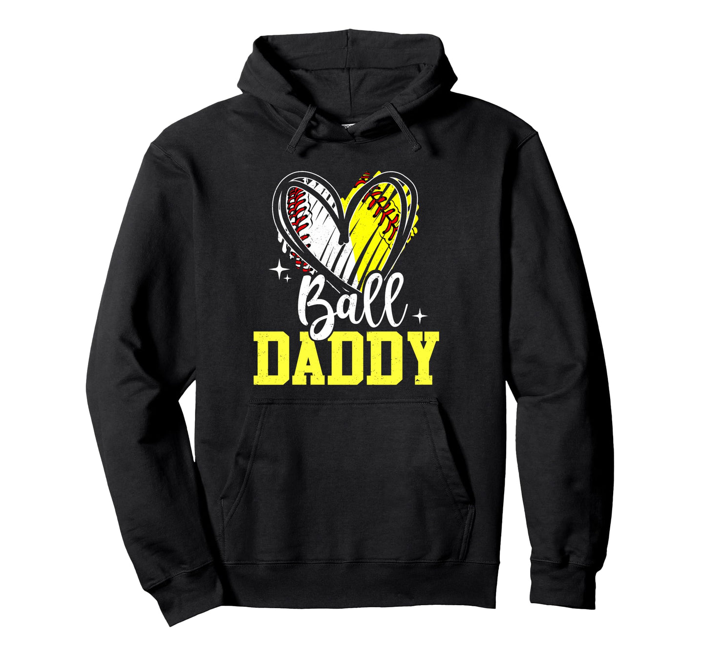 Ball Daddy Softball Baseball Fathers Day Hoodie - Custom Art Print Unisex - T-Shirt, Sweatshirt, Hoodie