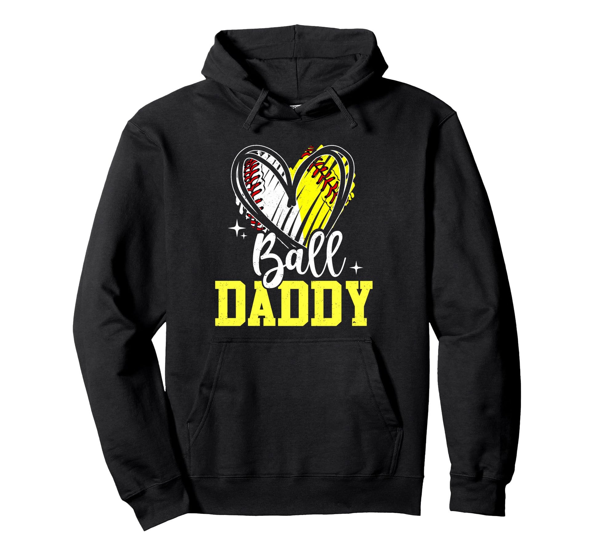 Ball Daddy Softball Baseball Fathers Day Hoodie - Custom Art Print Unisex - T-Shirt, Sweatshirt, Hoodie