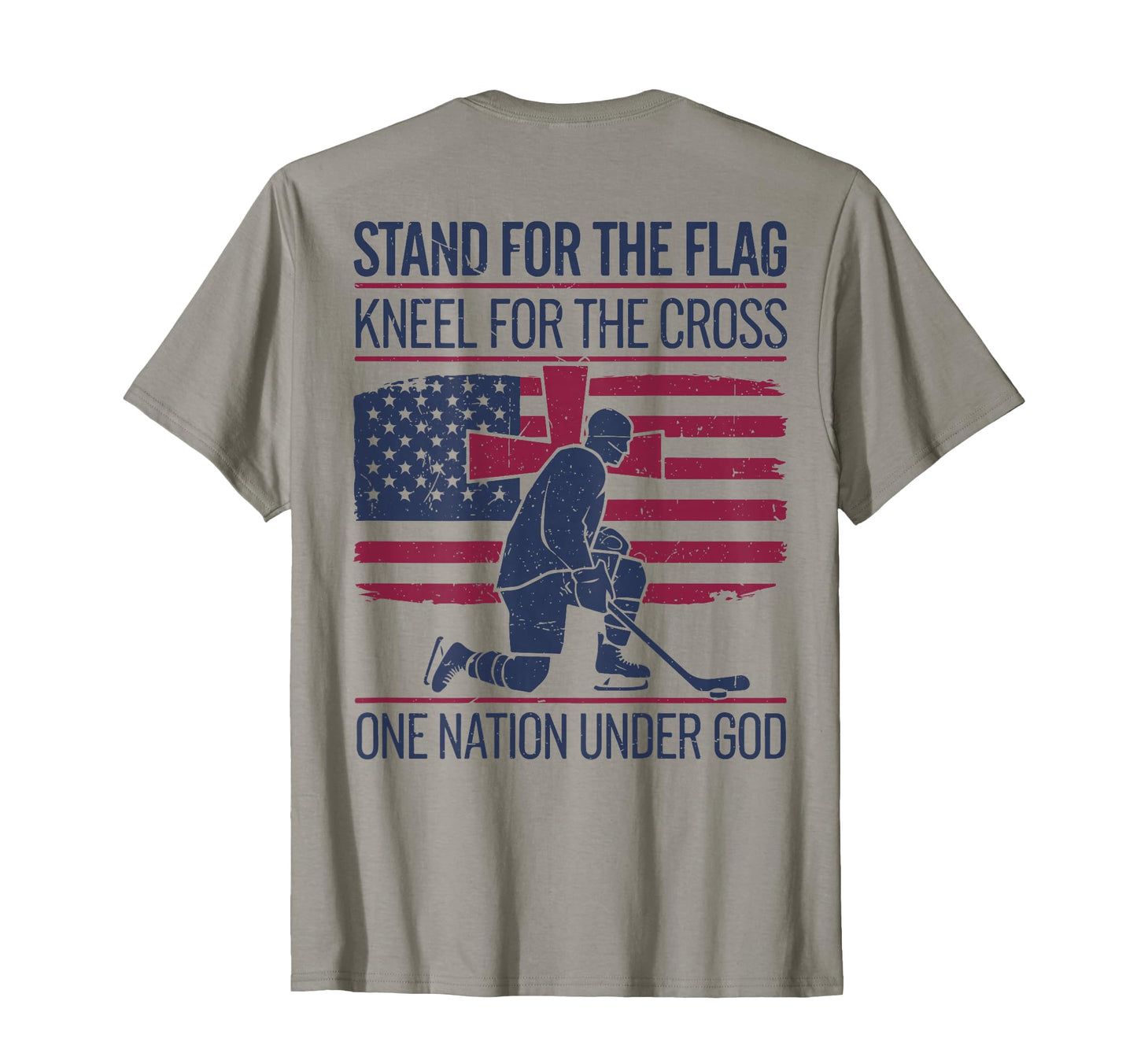 Mens Stand Flag Kneel Cross Patriotic T-Shirt - Graphic Print for Adults - T-Shirt, Sweatshirt, Hoodie