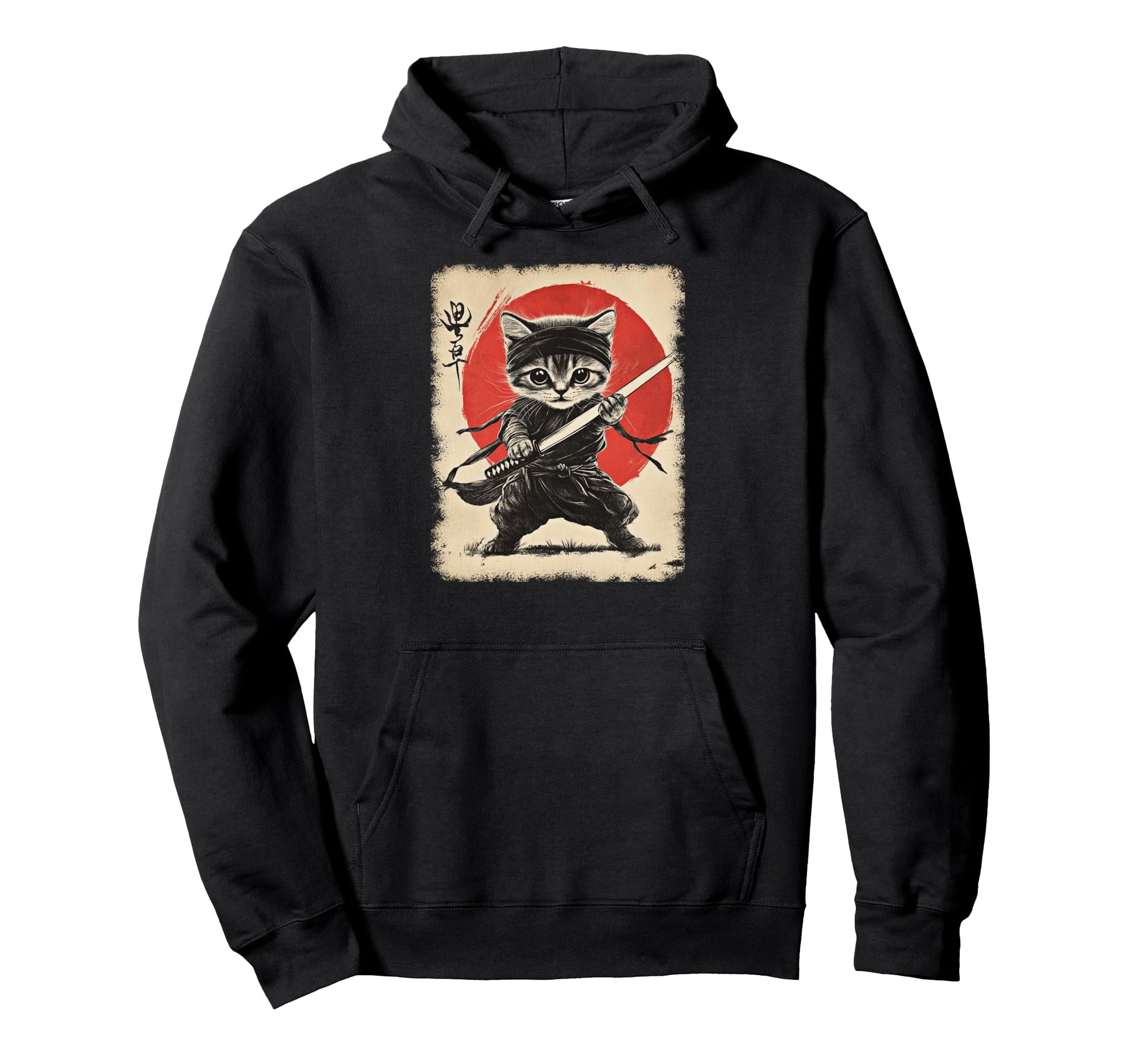 Japanese Samurai Kitten Kawaii Ninja Cat Hoodie - Streetwear Style Unisex - T-Shirt, Sweatshirt, Hoodie