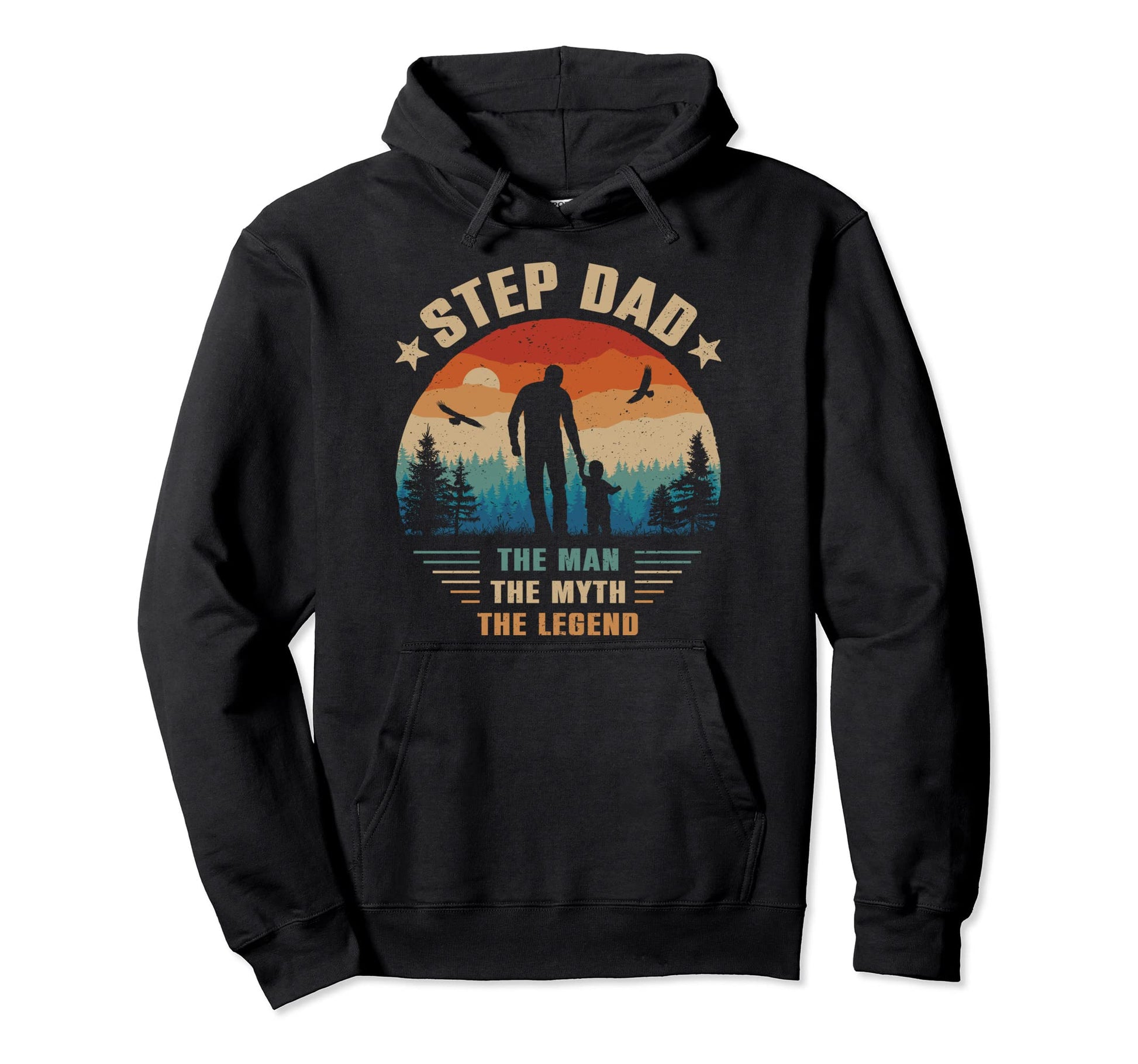 Stepdad Myth Legend Sunset Bonus Dad Hoodie - Aesthetic Graphic Men Women - T-Shirt, Sweatshirt, Hoodie