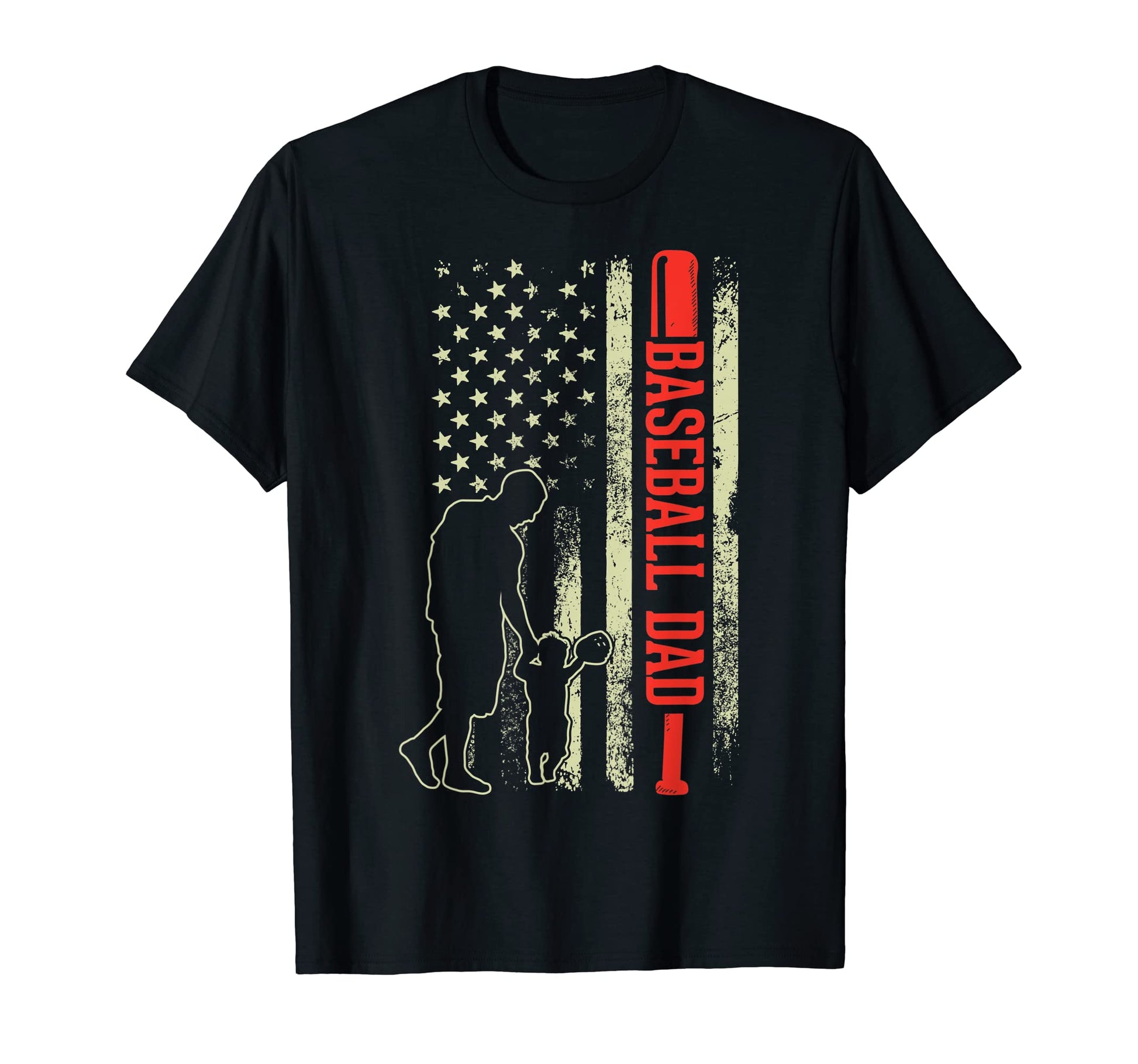 Baseball Dad Son American Flag Us T-Shirt - Aesthetic Graphic for Adults - T-Shirt, Sweatshirt, Hoodie