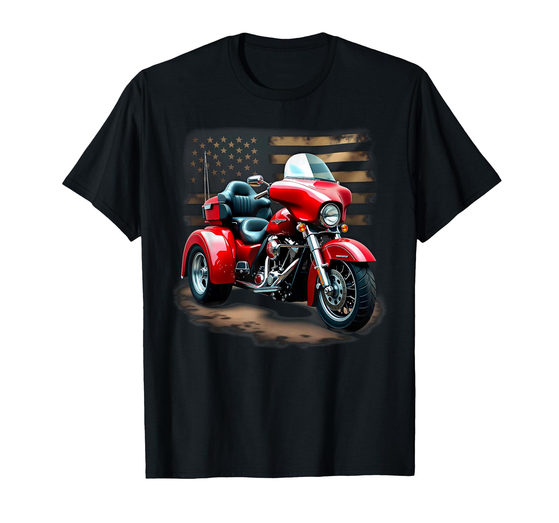 Patriotic Us Flag Motorcycle Trike Biker T-Shirt - Novelty Apparel Unisex - T-Shirt, Sweatshirt, Hoodie