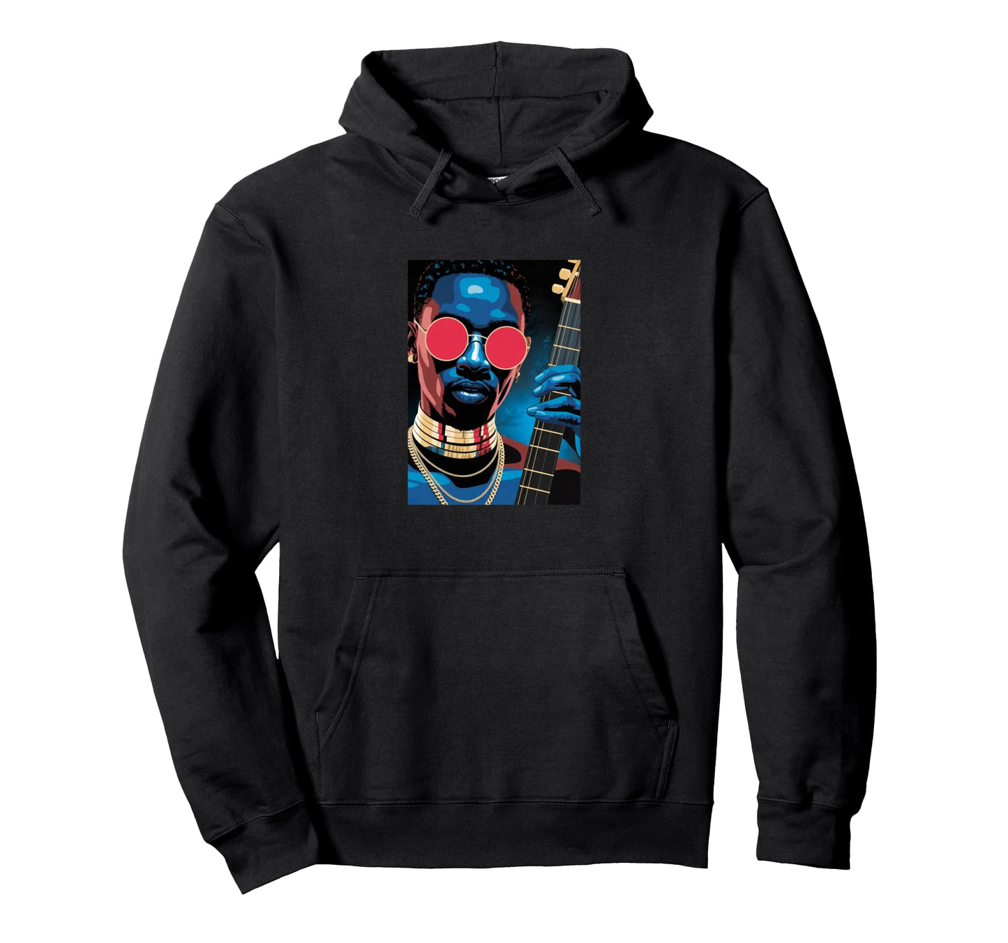 Stylish Musician Bass Guitar Pop Art Hoodie - Fun Novelty Design Men Women - T-Shirt, Sweatshirt, Hoodie