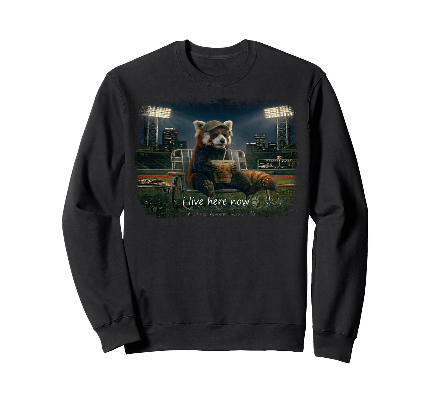 Funny Red Panda Ballfield Baseball Sweatshirt - Graphic Print for Adults - T-Shirt, Sweatshirt, Hoodie
