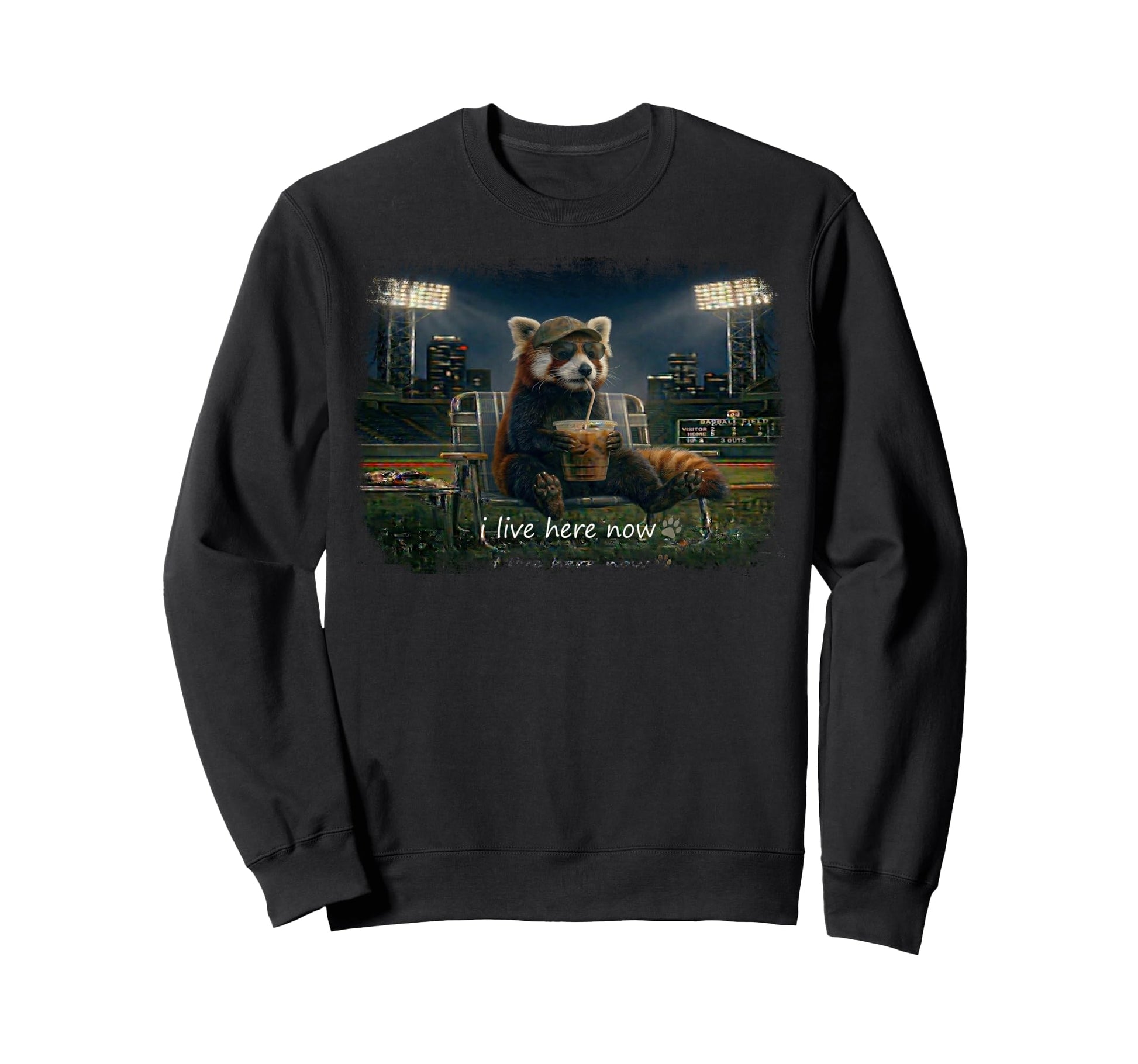 Funny Red Panda Ballfield Baseball Sweatshirt - Graphic Print for Adults - T-Shirt, Sweatshirt, Hoodie
