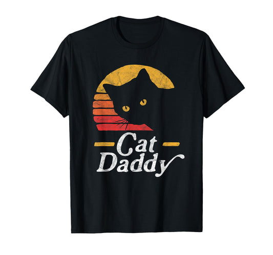 Cat Daddy Eighties Cat Distressed T-Shirt - Aesthetic Graphic for Adults - T-Shirt, Sweatshirt, Hoodie