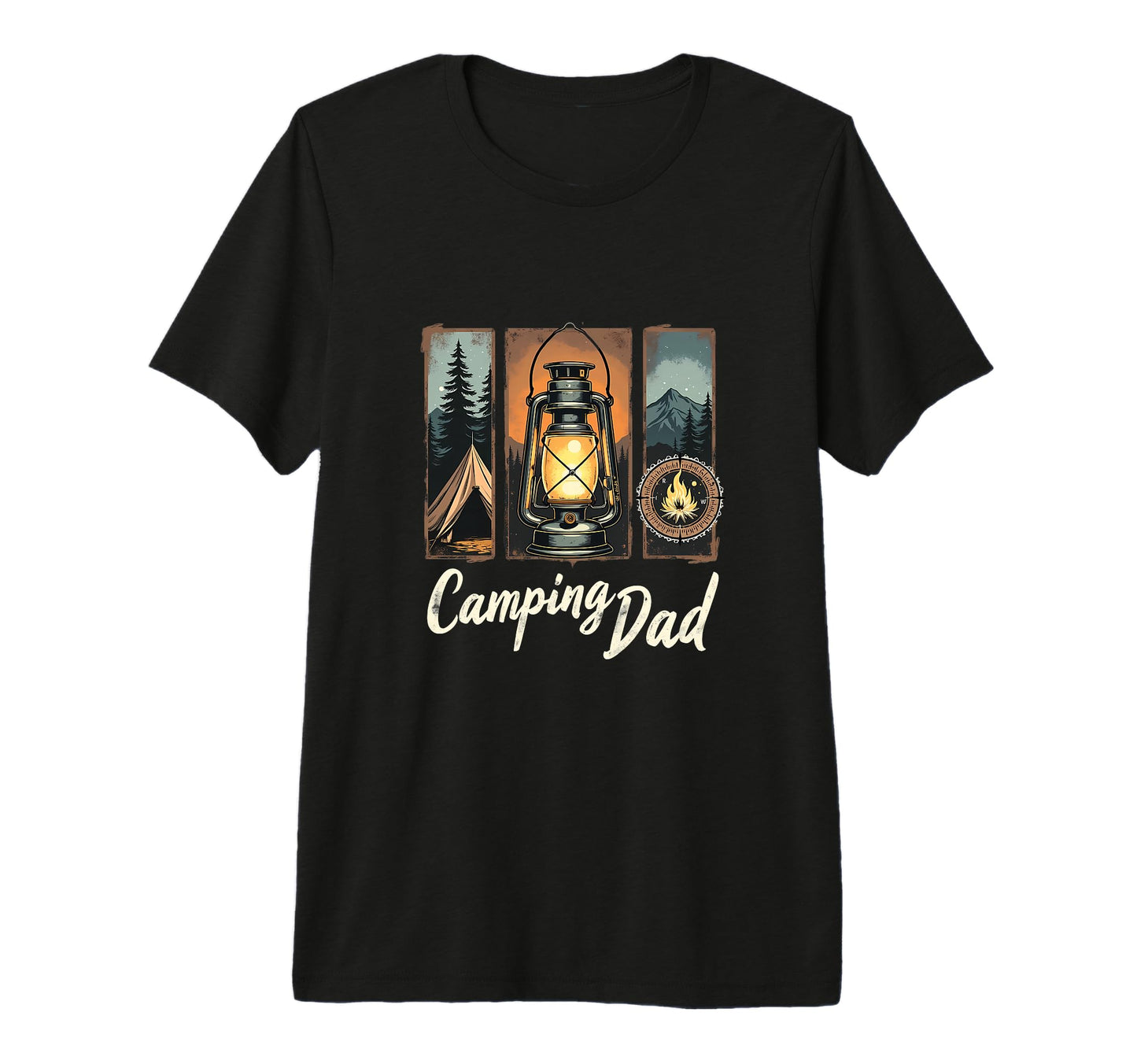 Camping Dad Lantern Tent Mountains Tri T-Shirt - Unique Graphic Unisex - T-Shirt, Sweatshirt, Hoodie