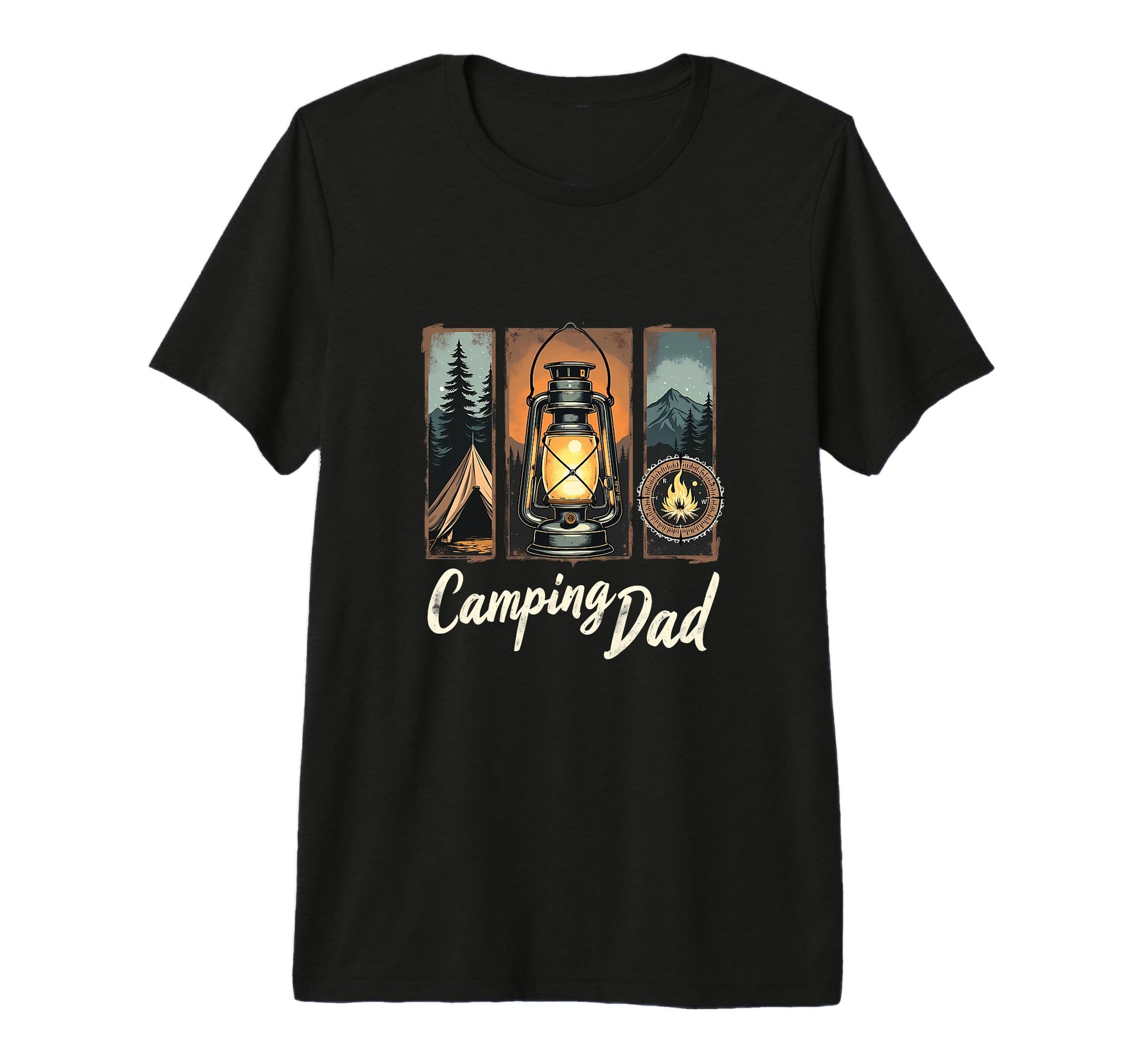 Camping Dad Lantern Tent Mountains Tri T-Shirt - Unique Graphic Unisex - T-Shirt, Sweatshirt, Hoodie