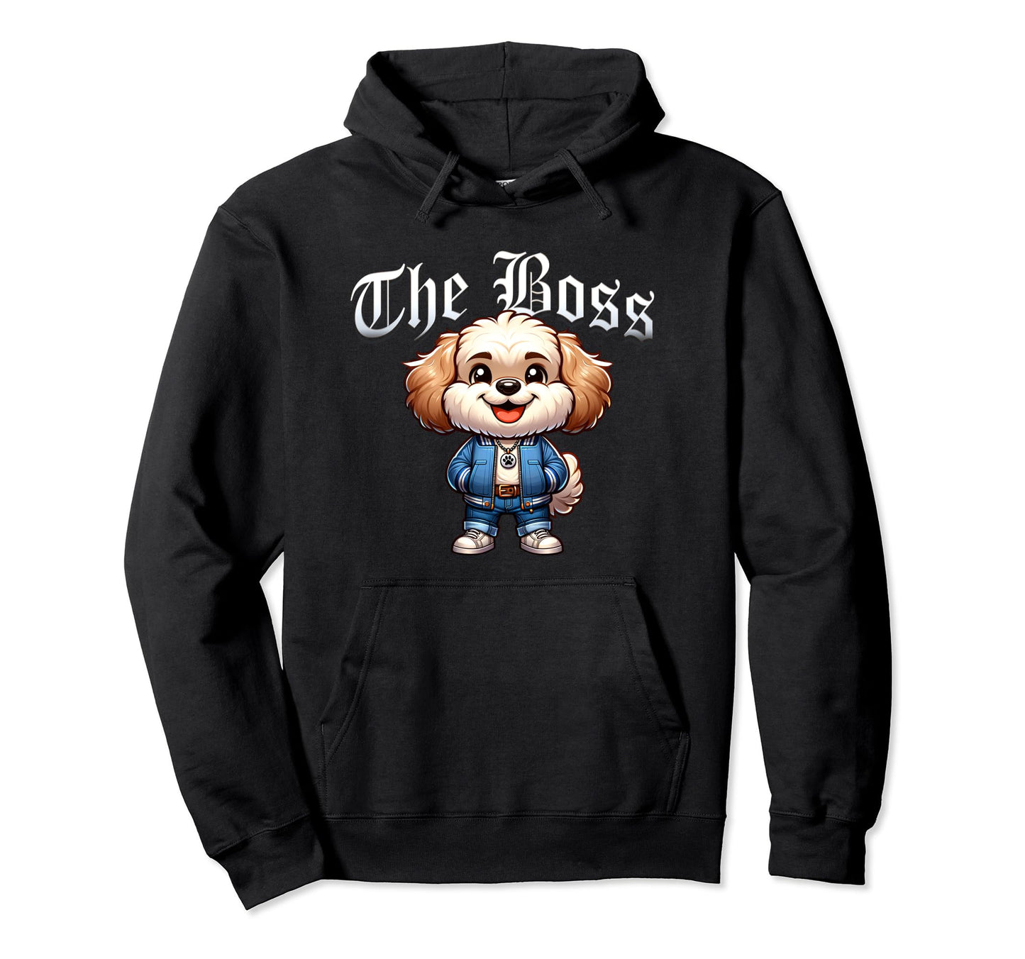 Maltipoo Dog Boss Jacket Outfit Dog Mom Hoodie - Custom Art Print Unisex - T-Shirt, Sweatshirt, Hoodie
