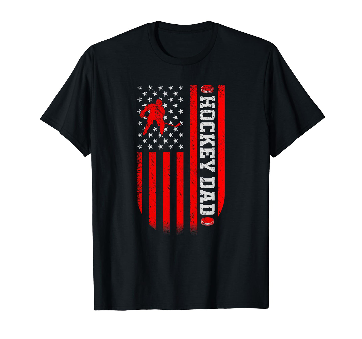 Hockey Dad Usa American Flag Fathers T-Shirt - Minimalist Print Men Women - T-Shirt, Sweatshirt, Hoodie