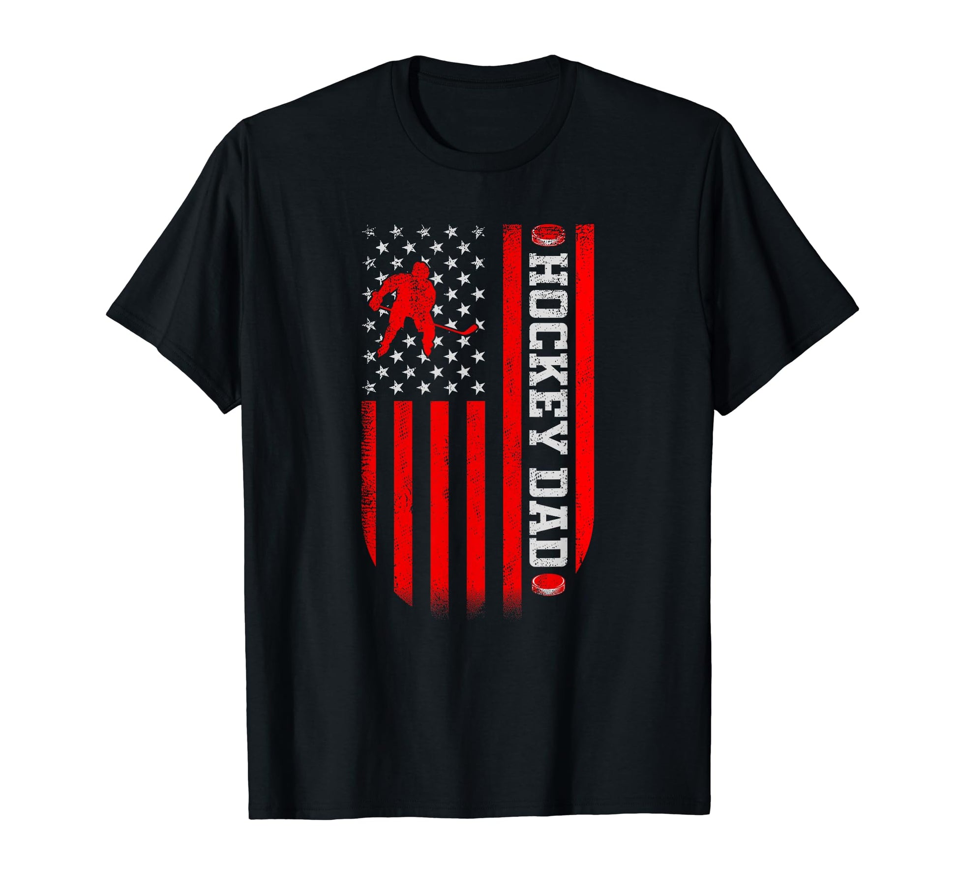 Hockey Dad Usa American Flag Fathers T-Shirt - Minimalist Print Men Women - T-Shirt, Sweatshirt, Hoodie
