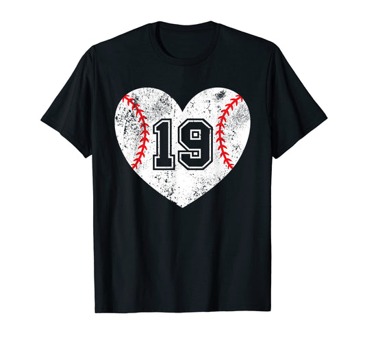 Baseball Heart Player 19 Baseball Mom T-Shirt - Minimalist Print Men Women - T-Shirt, Sweatshirt, Hoodie