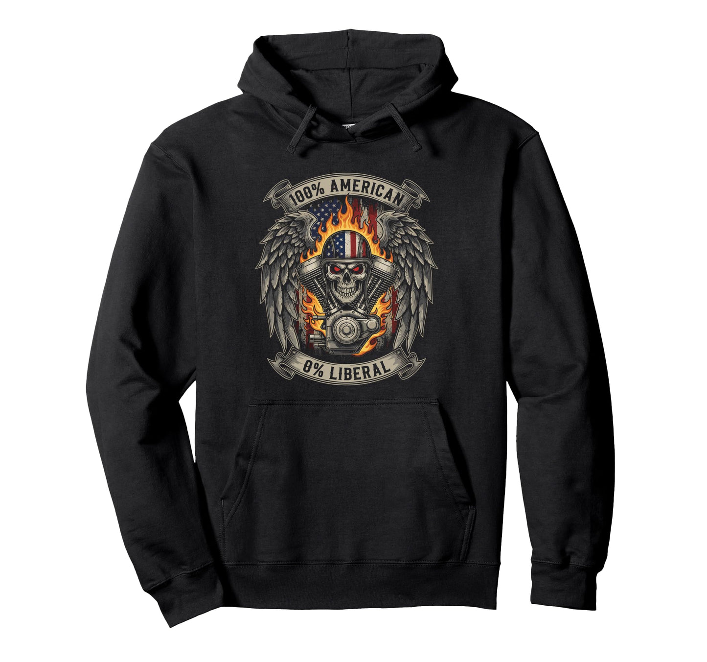 Patriotic Motorcycle Skull Rider Old Hoodie - Streetwear Style Unisex - T-Shirt, Sweatshirt, Hoodie