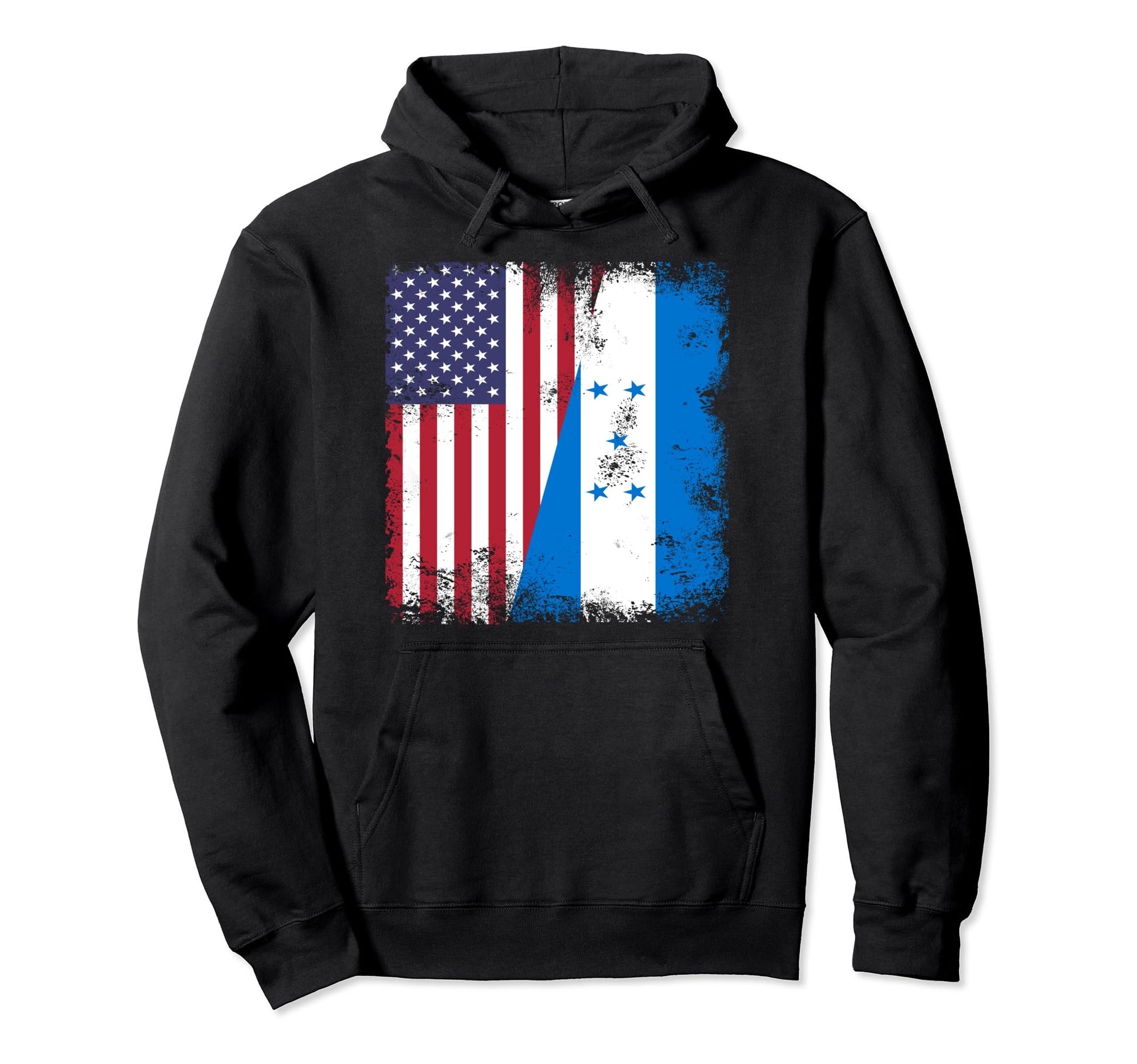 Half Honduran Flag Honduras Usa Gift Hoodie - Trendy Graphic for Adults - T-Shirt, Sweatshirt, Hoodie