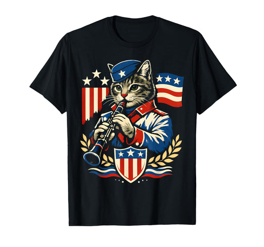 Cat Playing Clarinet Musician T-Shirt - Custom Art Print Unisex - T-Shirt, Sweatshirt, Hoodie