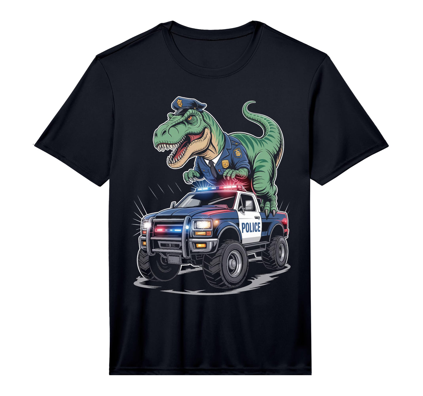 Police Car Policeman Dino Trex T-Shirt - Casual Everyday Wear for Adults - T-Shirt, Sweatshirt, Hoodie