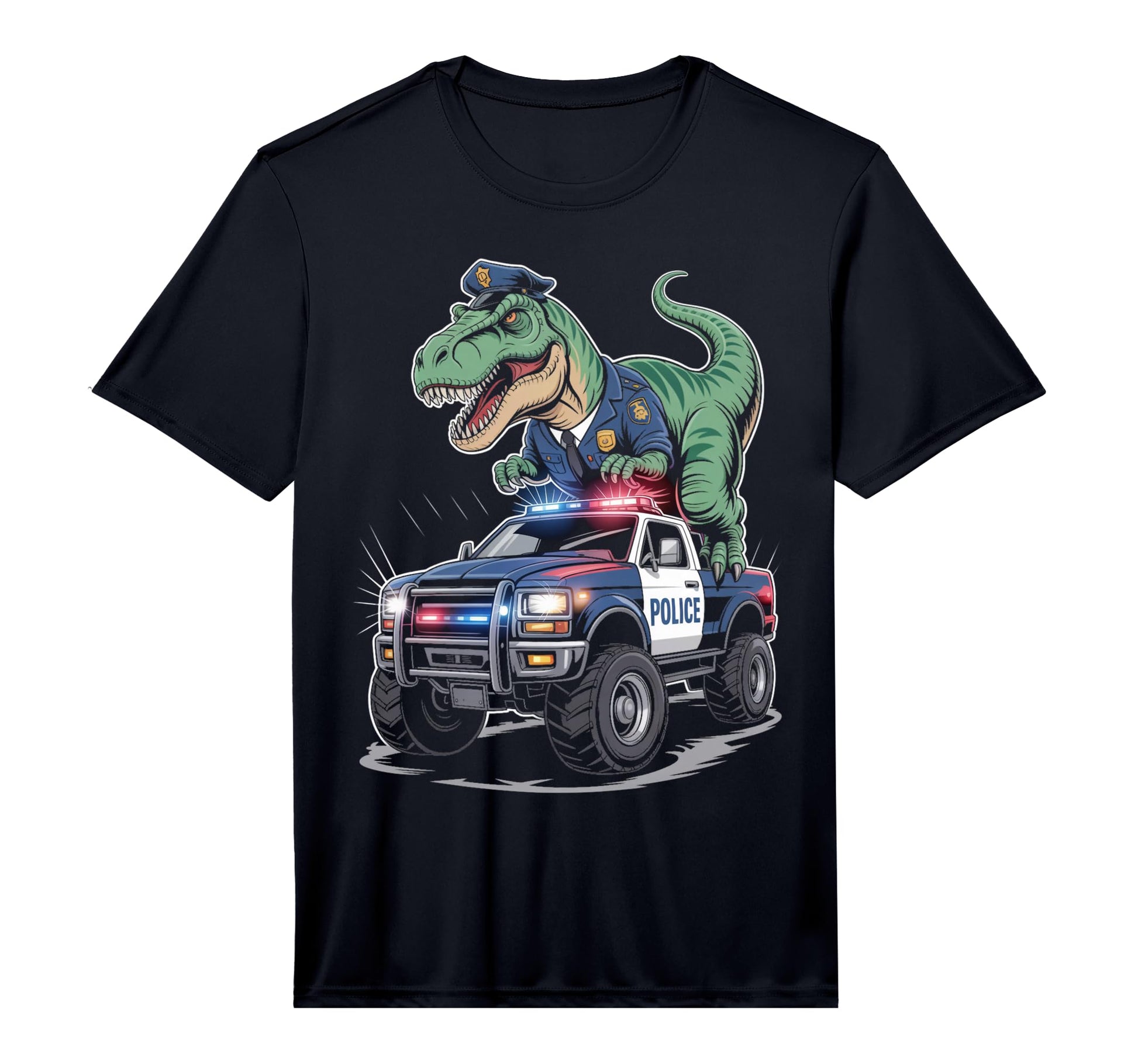 Police Car Policeman Dino Trex T-Shirt - Casual Everyday Wear for Adults - T-Shirt, Sweatshirt, Hoodie