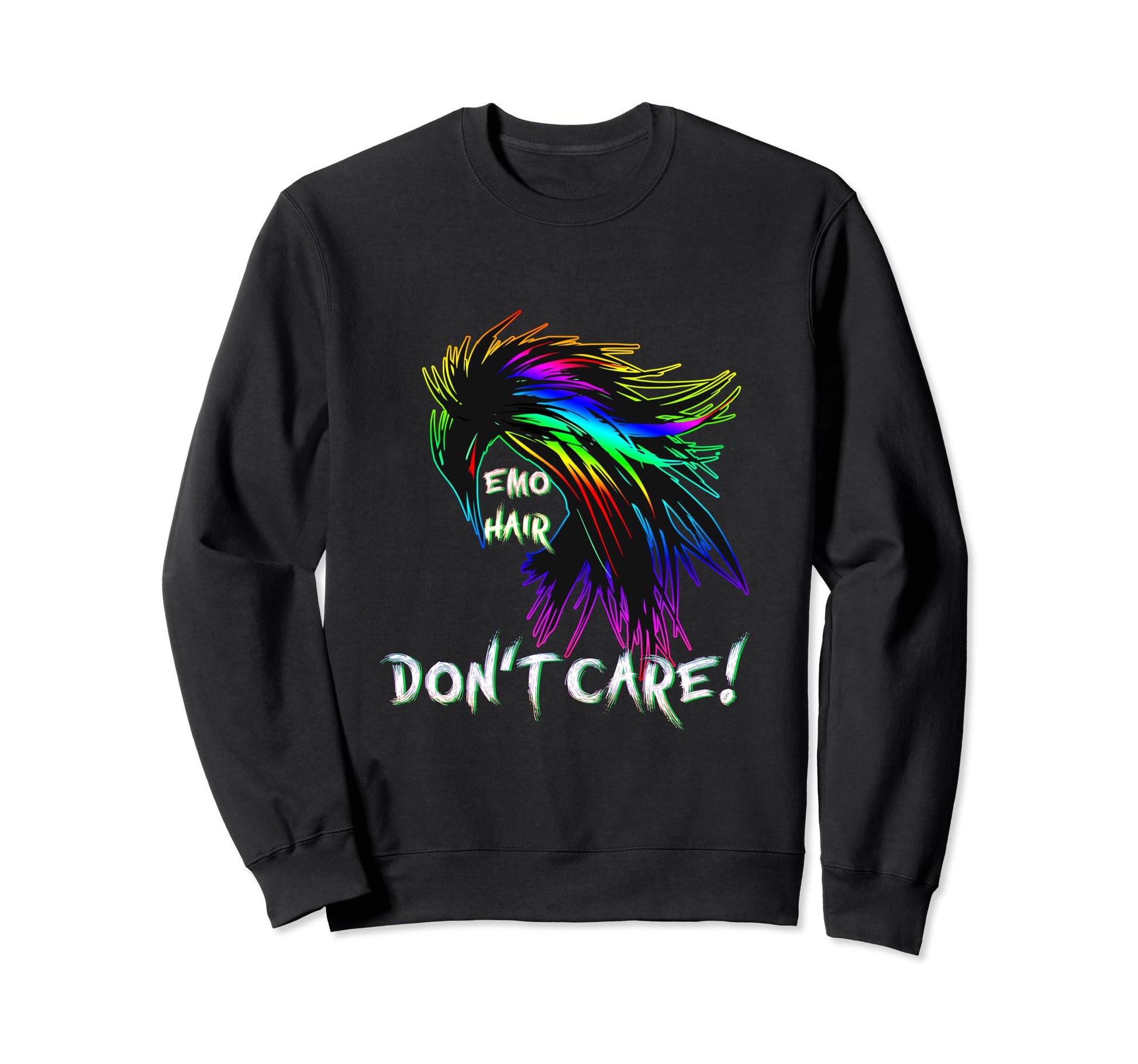 1990S 2000S Pop Emo Hair Dont Care Sweatshirt - Fun Novelty Design Unisex - T-Shirt, Sweatshirt, Hoodie
