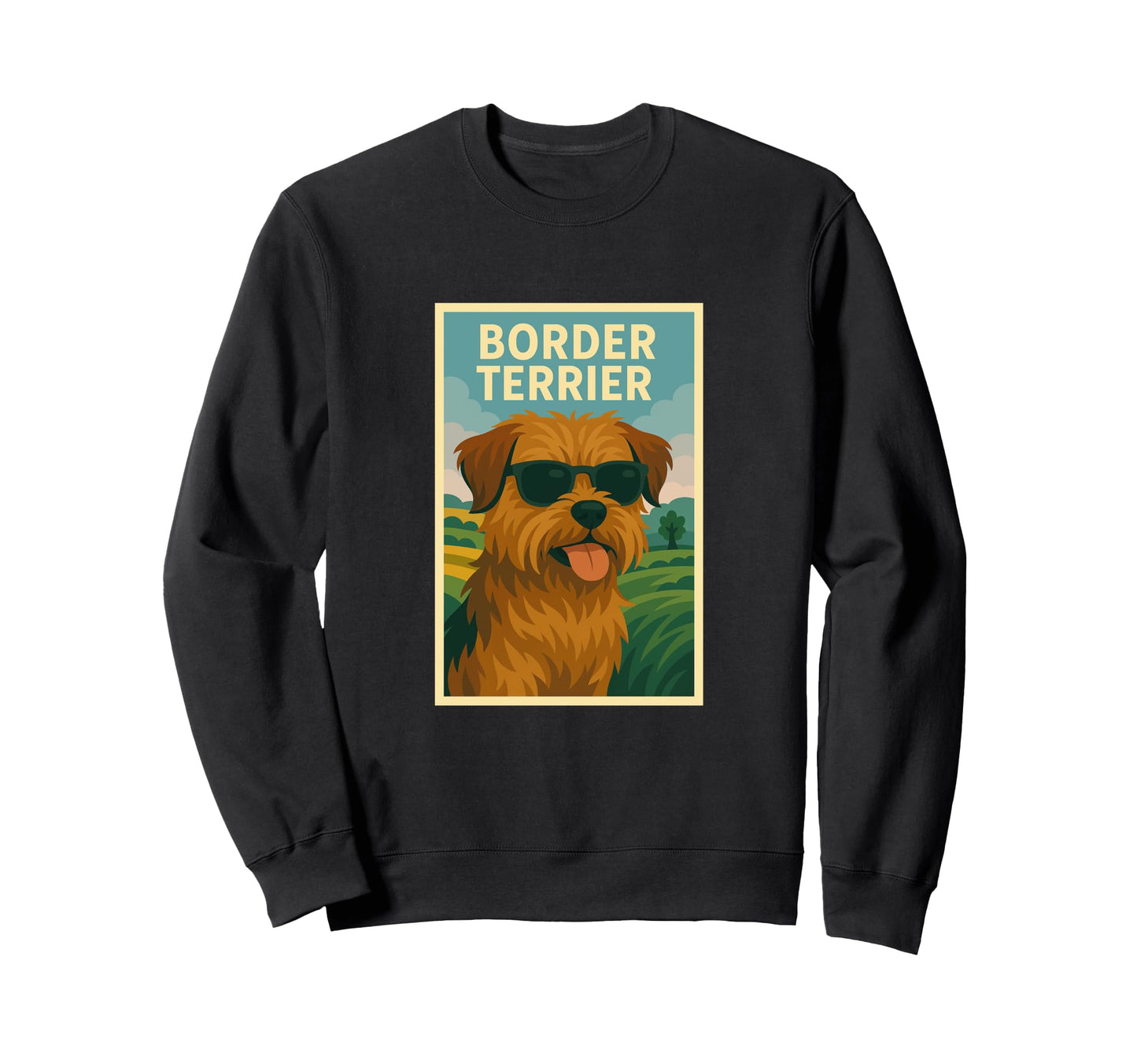 Border Terrier Art Minimalist Pop Sweatshirt - Unique Graphic for Adults - T-Shirt, Sweatshirt, Hoodie