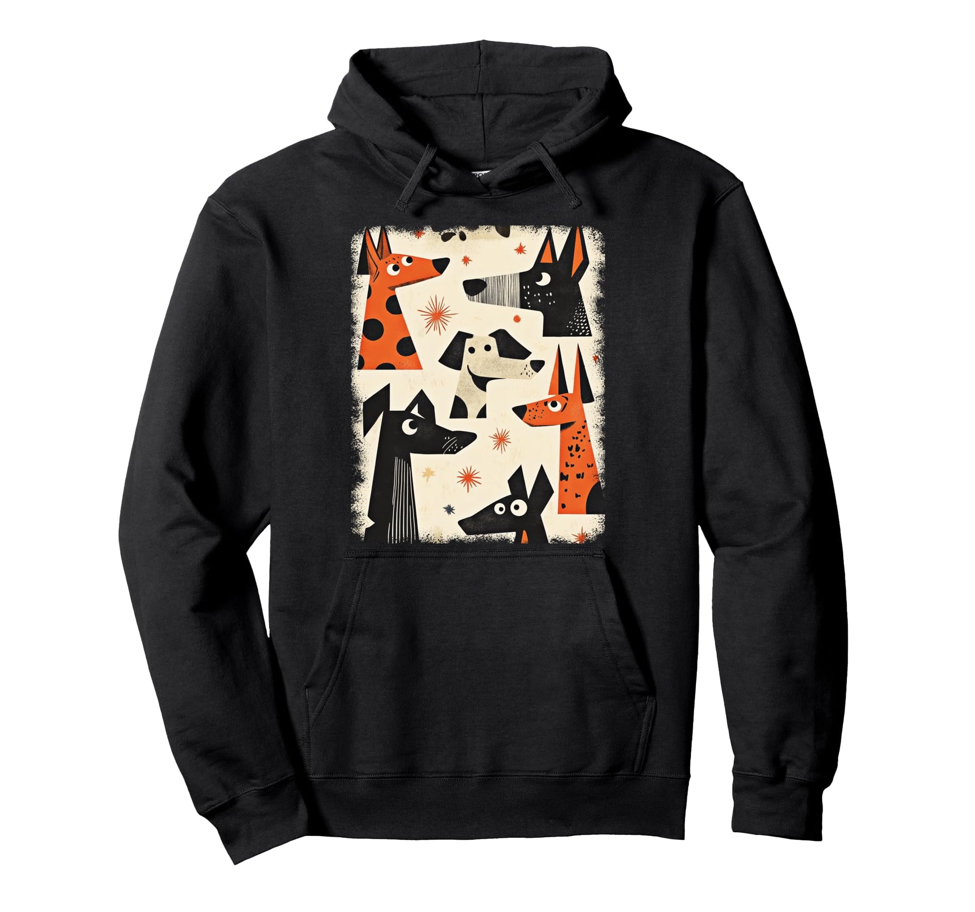 Mid Century Modern Dogs 50S 60S Hoodie - Custom Art Print Unisex - T-Shirt, Sweatshirt, Hoodie