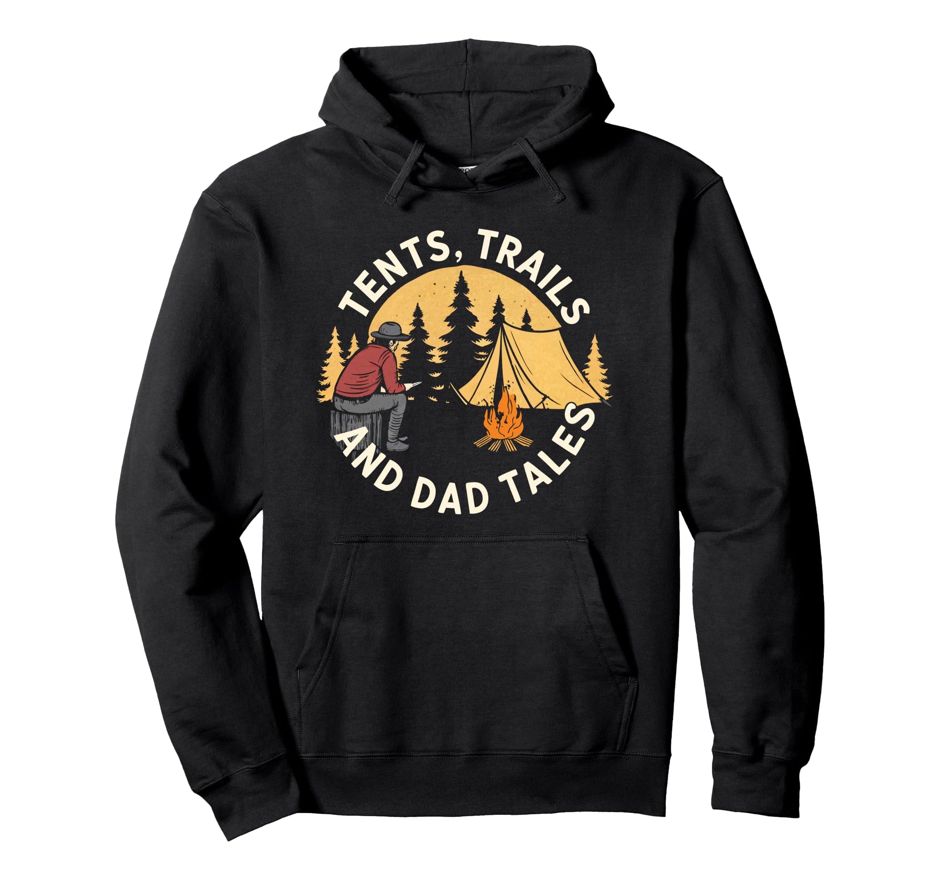 Mountains Campfires And Dad Tales Hoodie - Casual Everyday Wear Men Women - T-Shirt, Sweatshirt, Hoodie