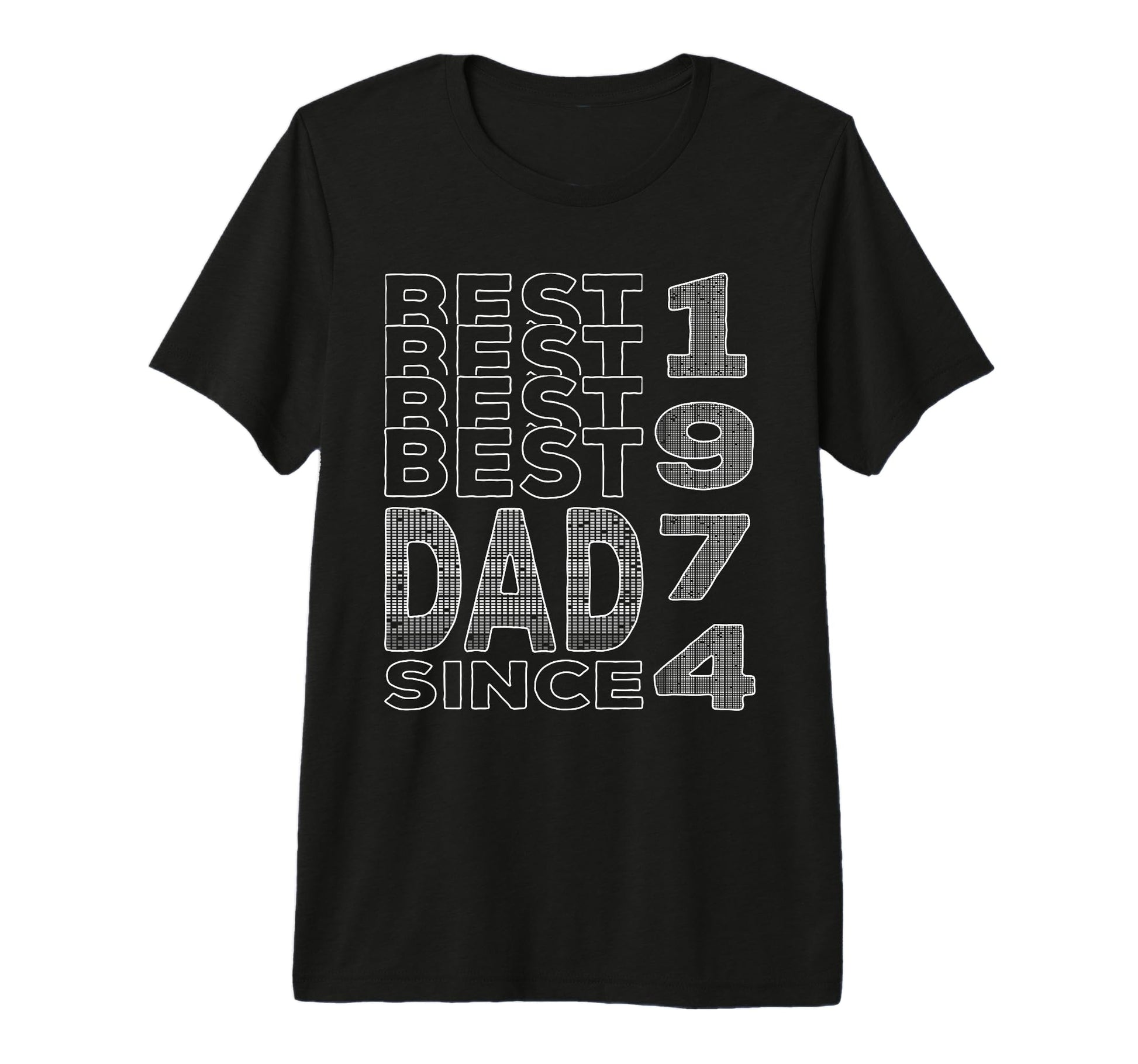 Best Dad World Dad Since 1974 Fathers Day T-Shirt - Graphic Print Unisex - T-Shirt, Sweatshirt, Hoodie