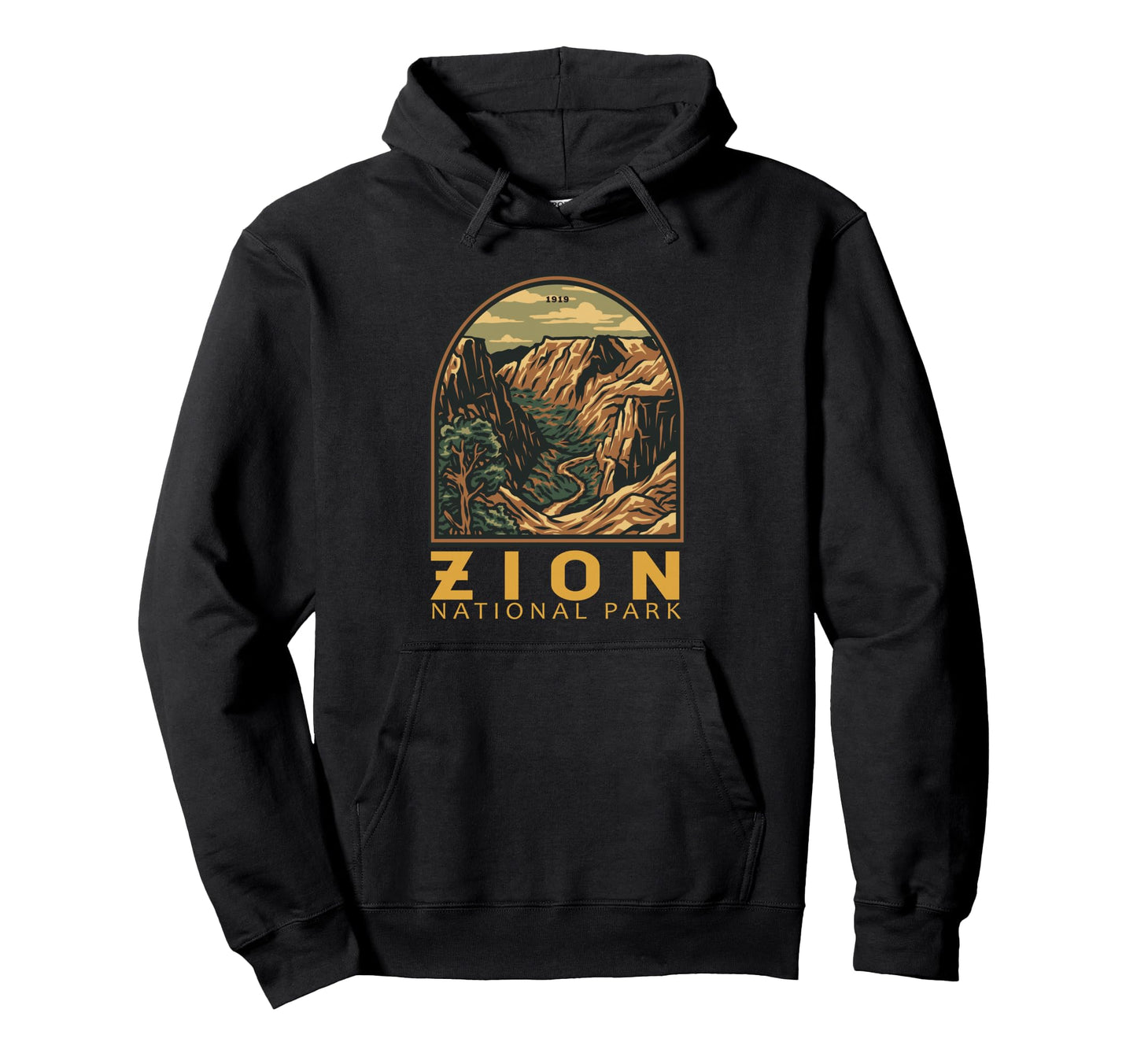Zion National Park Utah Narrows Emblem Hoodie - Novelty Apparel for Adults - T-Shirt, Sweatshirt, Hoodie