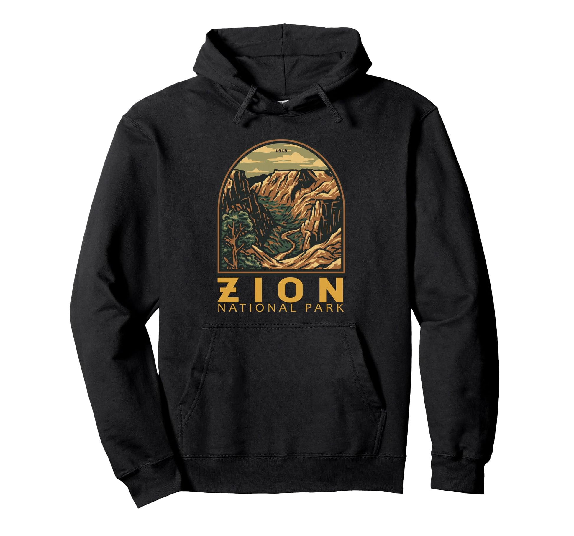 Zion National Park Utah Narrows Emblem Hoodie - Novelty Apparel for Adults - T-Shirt, Sweatshirt, Hoodie