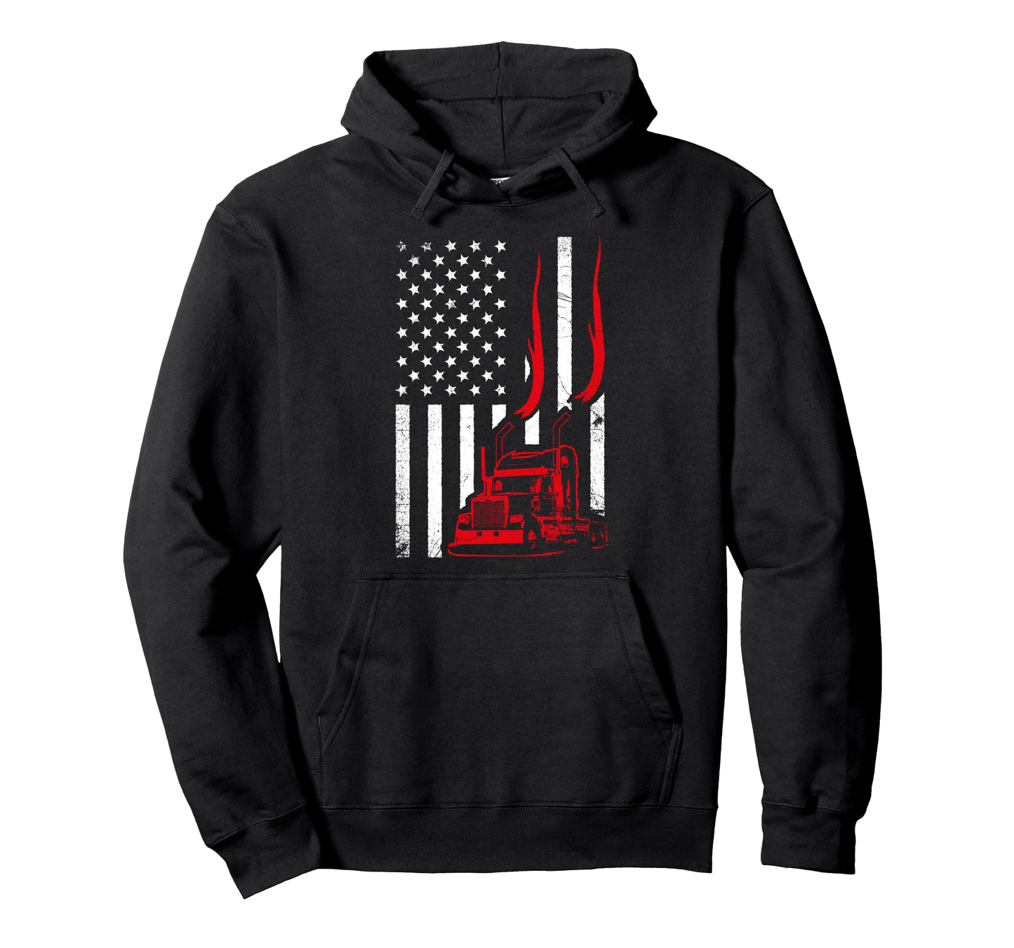Trucker American Flag Image Truck Driver Hoodie - Novelty Apparel Unisex - T-Shirt, Sweatshirt, Hoodie