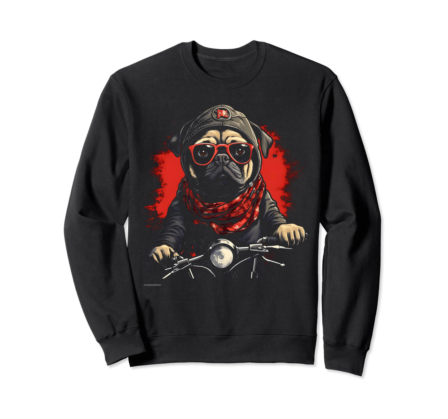 Motorcycle Dad Biker Dog Pug Dad Sweatshirt - Novelty Apparel for Adults - T-Shirt, Sweatshirt, Hoodie