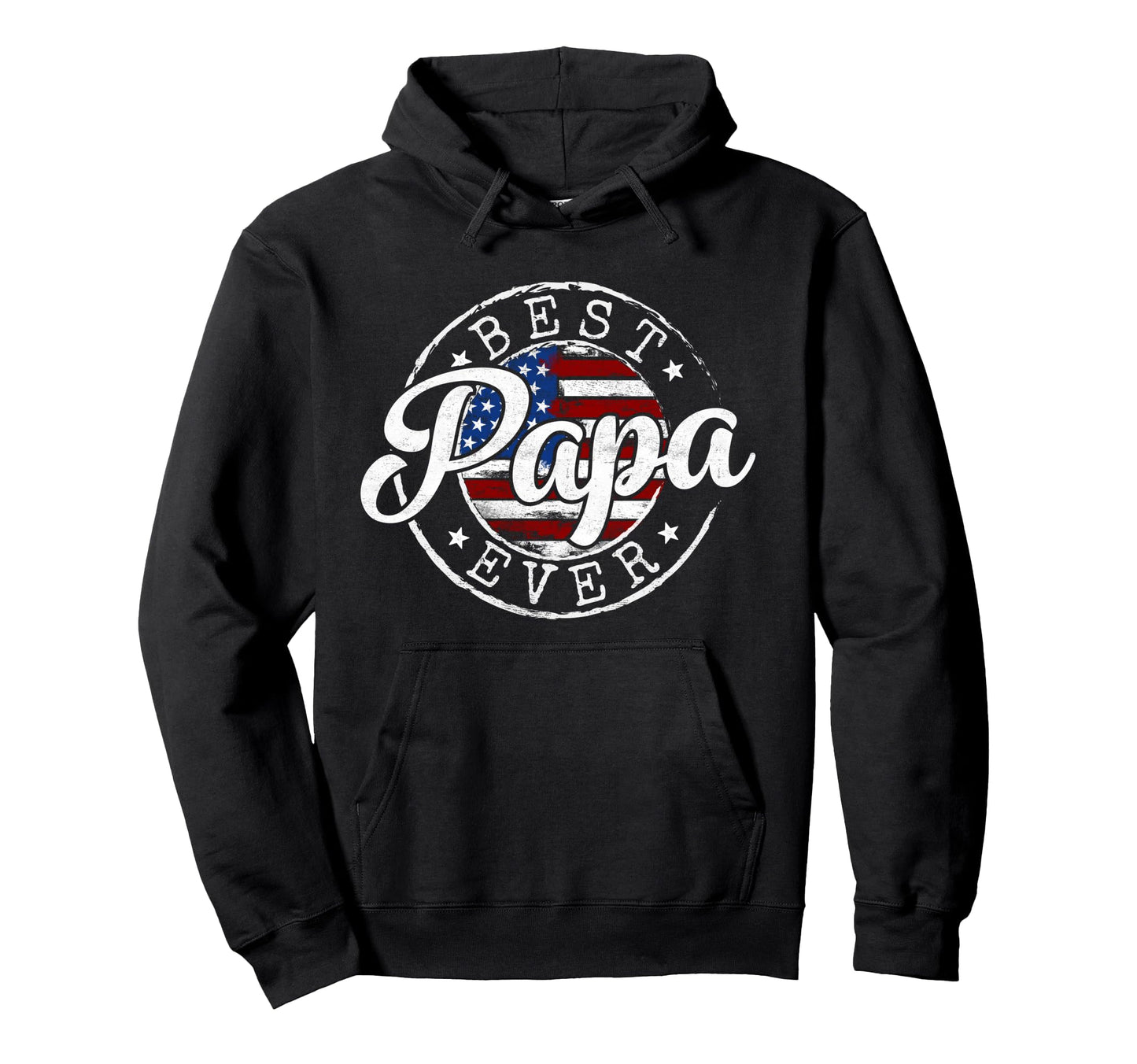 Best Papa Ever Usa Flag Stamp Hoodie - Casual Everyday Wear for Adults - T-Shirt, Sweatshirt, Hoodie