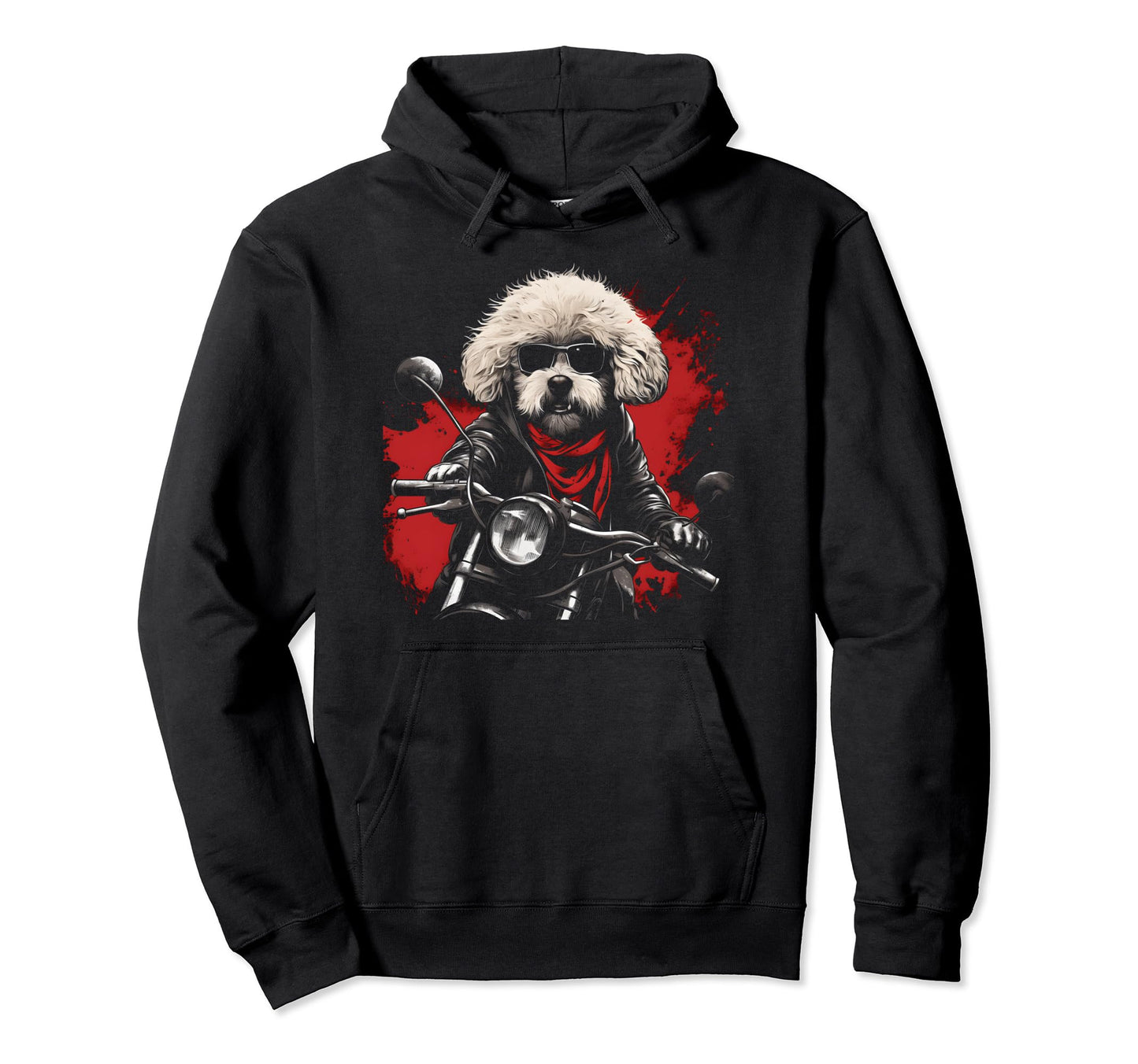 Motorcycle Dad Biker Dog Funny Bichon Hoodie - Streetwear Style Unisex - T-Shirt, Sweatshirt, Hoodie