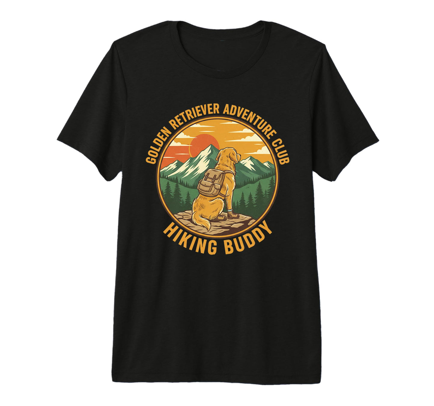 Hiking Buddy Golden Retriever T-Shirt - Aesthetic Graphic Men Women - T-Shirt, Sweatshirt, Hoodie