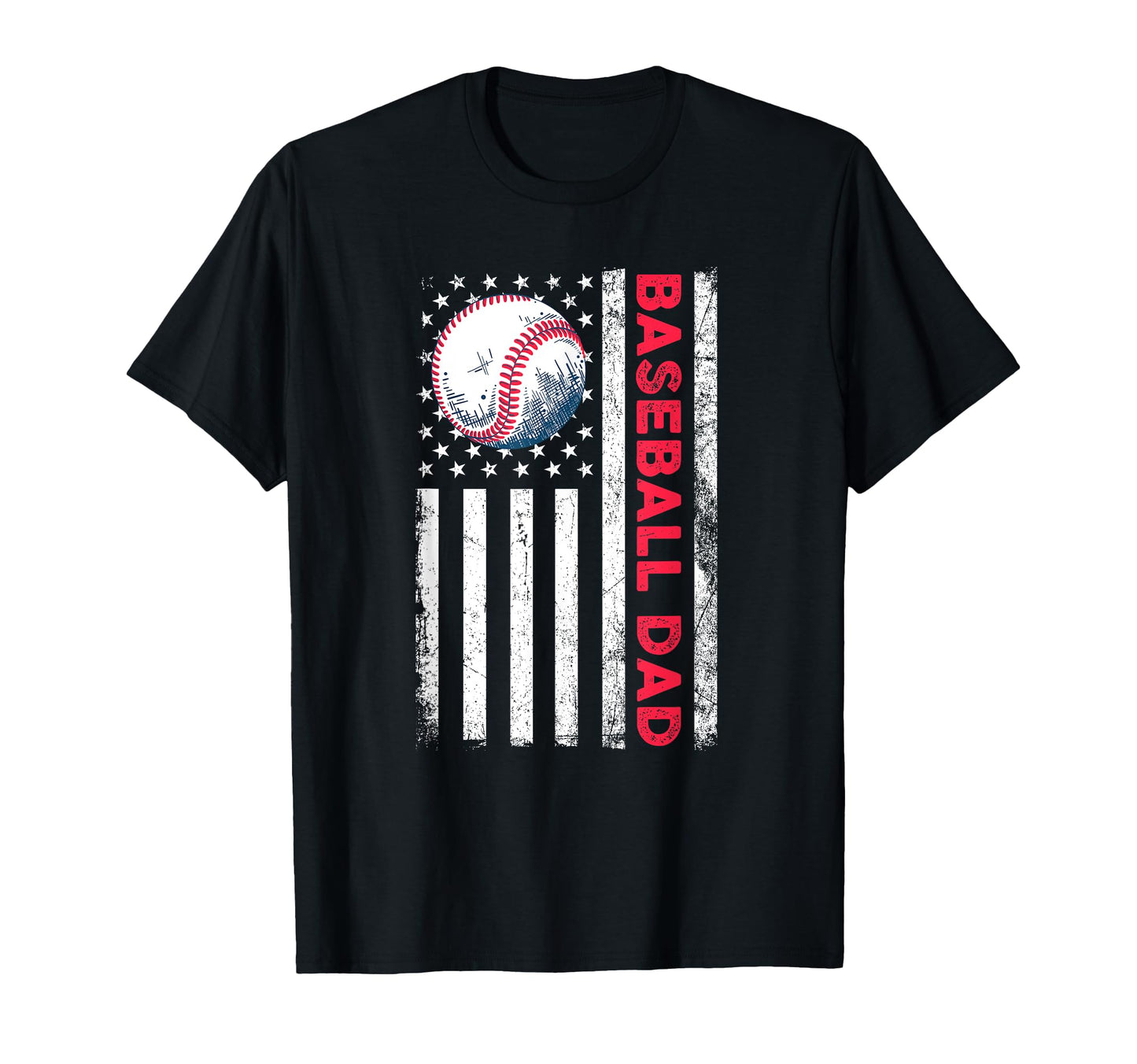 Baseball Dad Usa American Flag Patriotic T-Shirt - Minimalist Print Unisex - T-Shirt, Sweatshirt, Hoodie